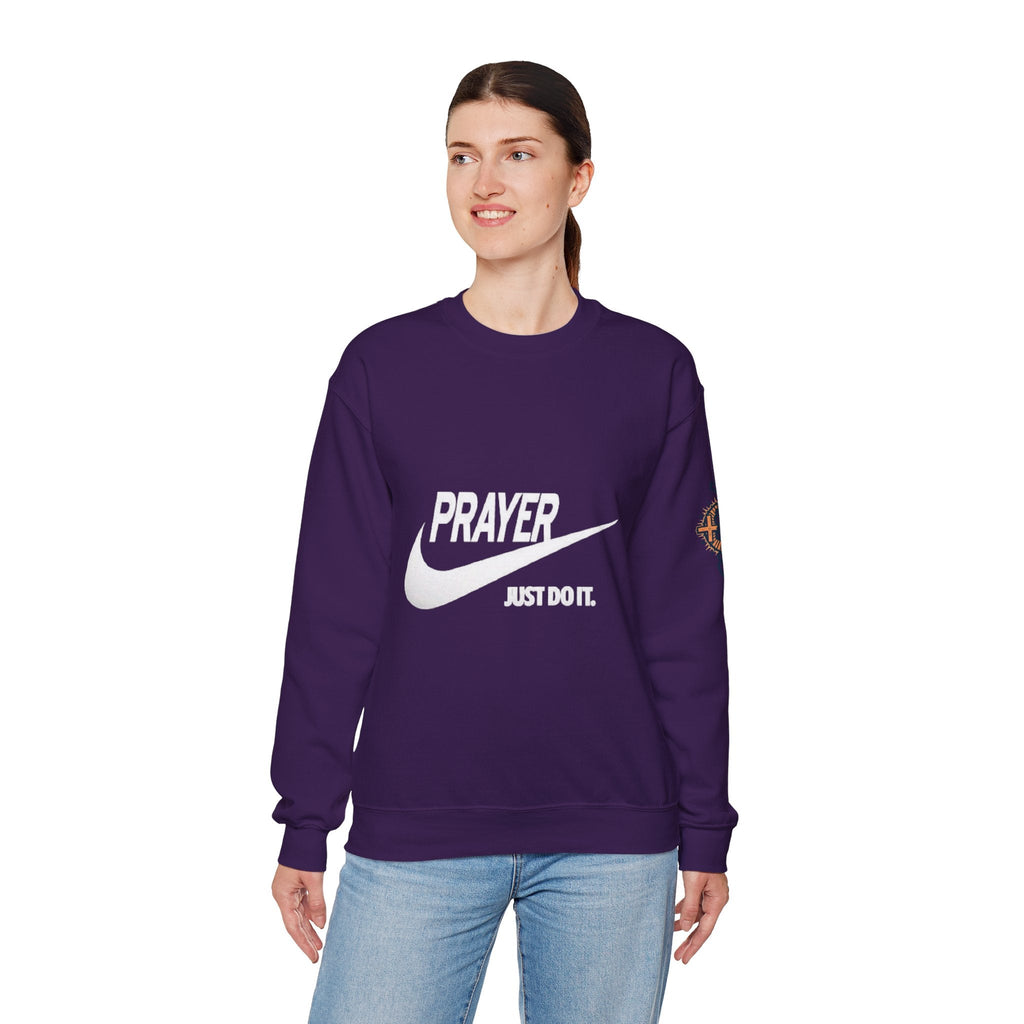 Prayer Just Do It Sweatshirt - Funny Christian Nike Parody Sweatshirt - Faith Gear Printify