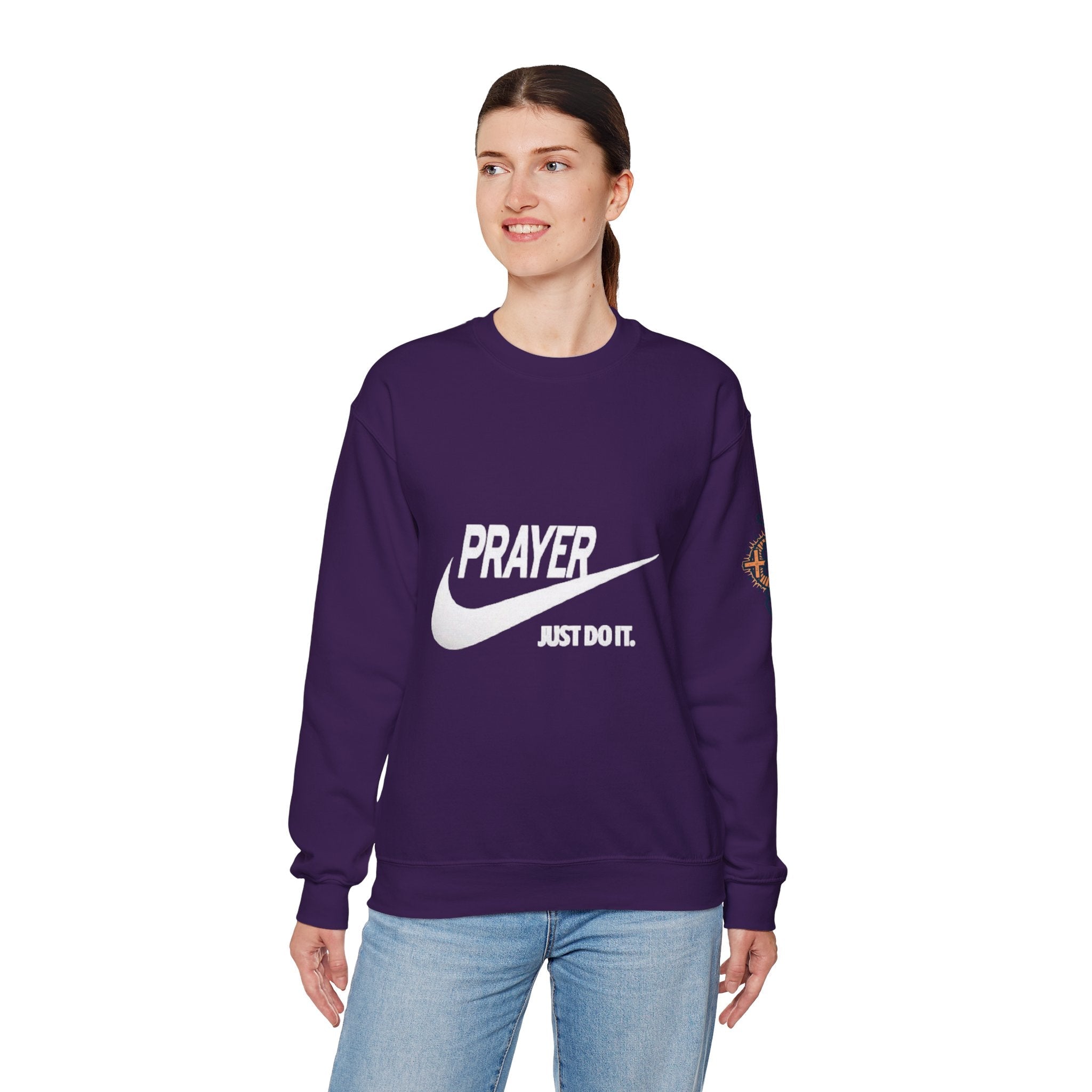 Prayer Just Do It Sweatshirt - Funny Christian Nike Parody Sweatshirt - Faith Gear Printify