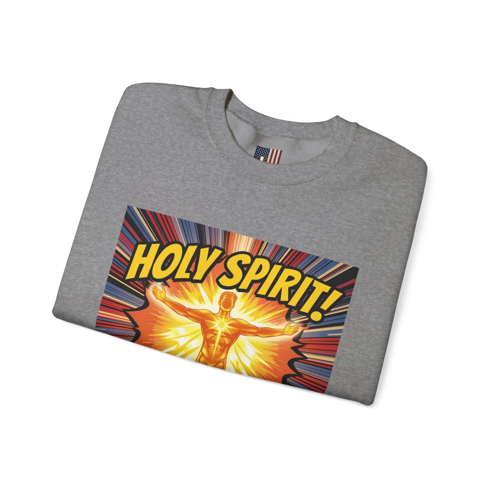 Holy Spirit Activate Sweatshirt – Superhero Christian Sweatshirt with Vibrant Power-Up Design for Faith-Fueled Boldness Printify