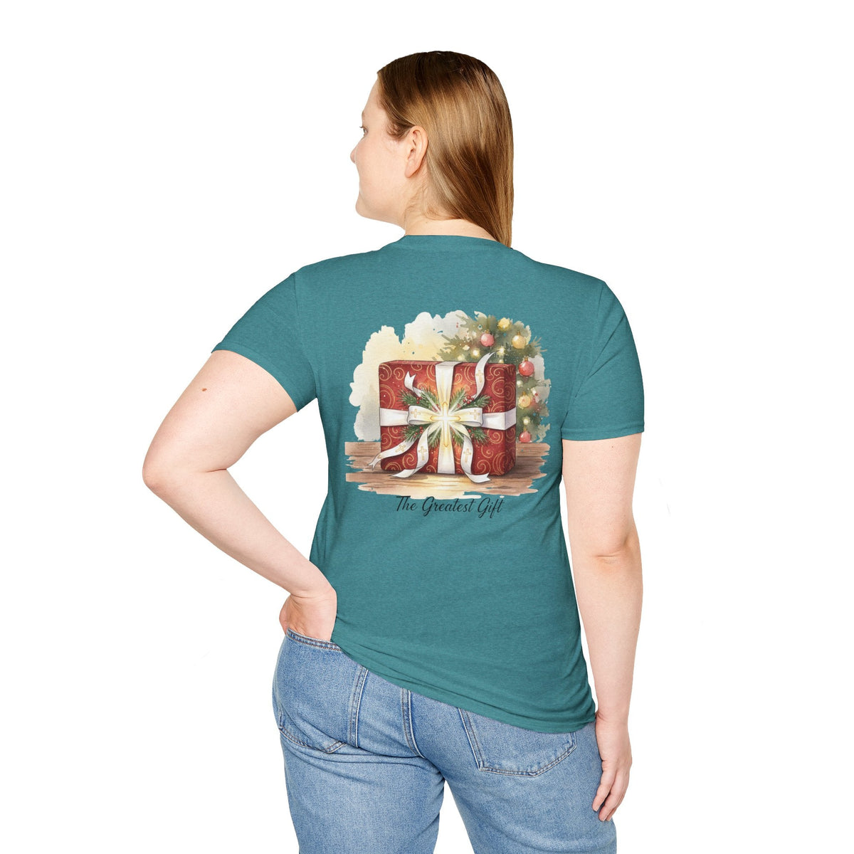 The Greatest Gift T-shirt – Cross Bow Present Christian T-shirt for Christmas Salvation & Eternal Faith Printify