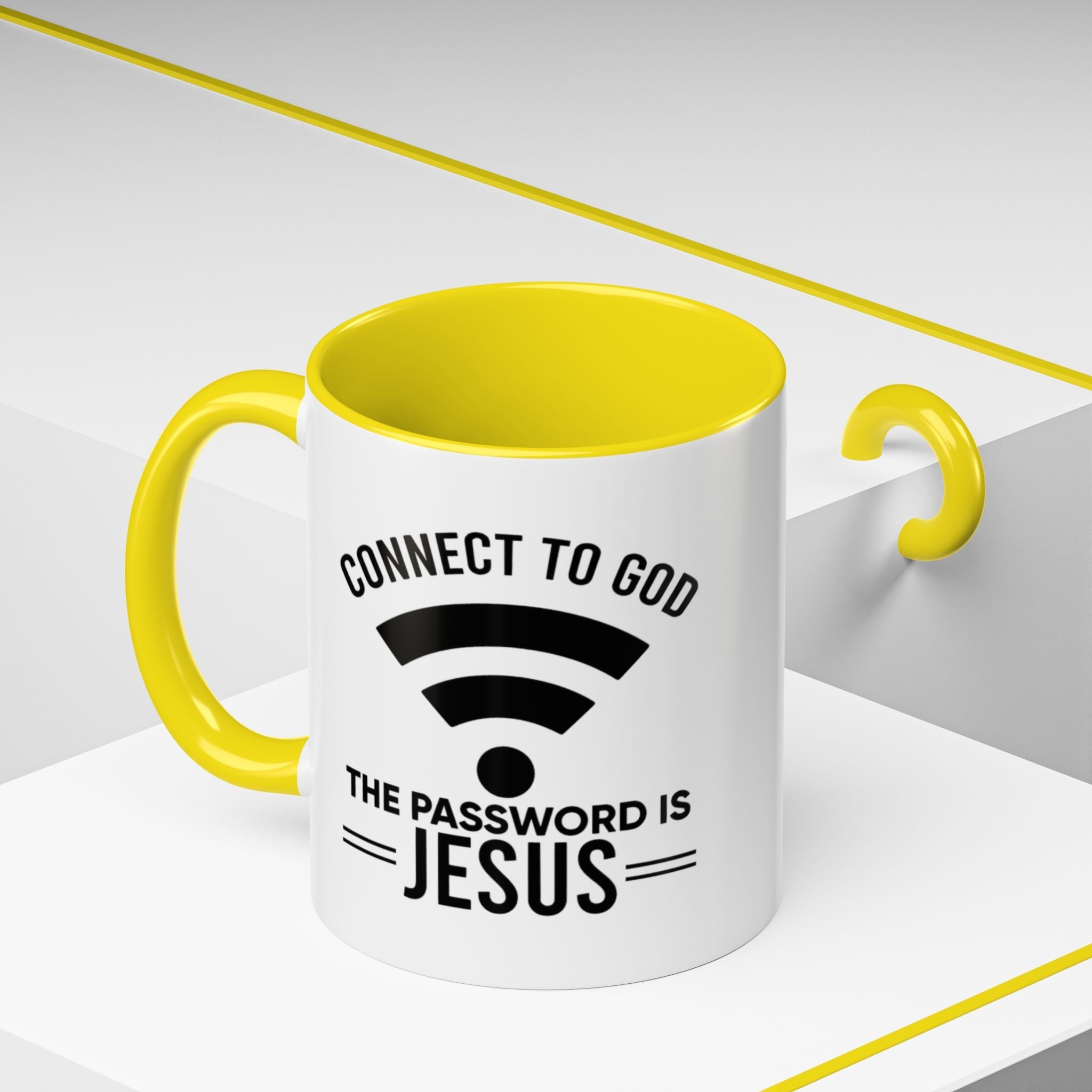 Connect to God Coffee Mug — "WIFI Password is Jesus" Funny Christian Faith Mug Printify
