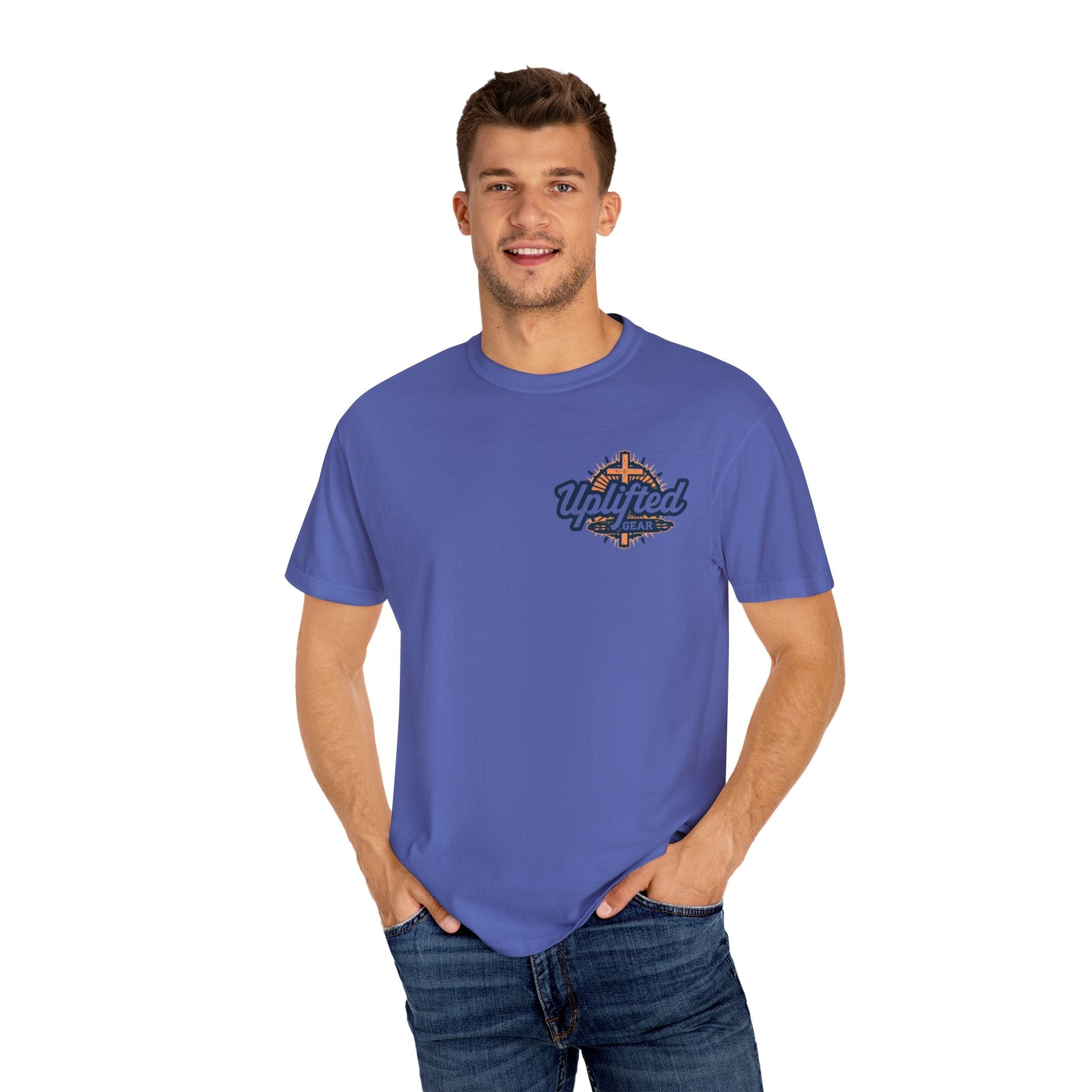 ✨ Chosen. Loved. Redeemed. – Elegant Christian T-Shirt | Gold Foil Faith Tee | Subtle Cross & Heart Design | Inspirational Bible Verse Apparel by Uplifted Gear Printify