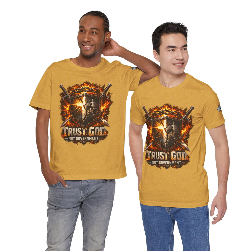 Trust God Not Government Shield Tee — Patriotic Christian Faith T-Shirt Printify