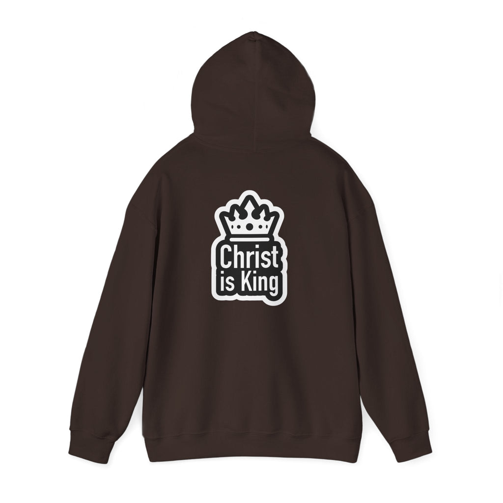 Christ is King Hoodie – Bold Crown & Cross Christian Sweatshirt for Unshakable Faith Printify