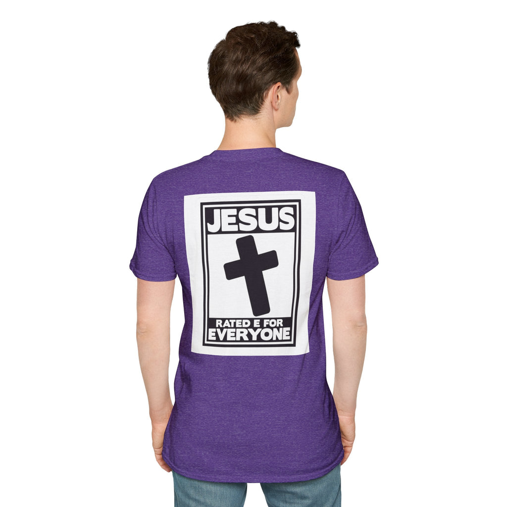 Jesus, Rated E for Everyone T-shirt - Gamer Faith T-shirt - Christian Video Game Parody Printify