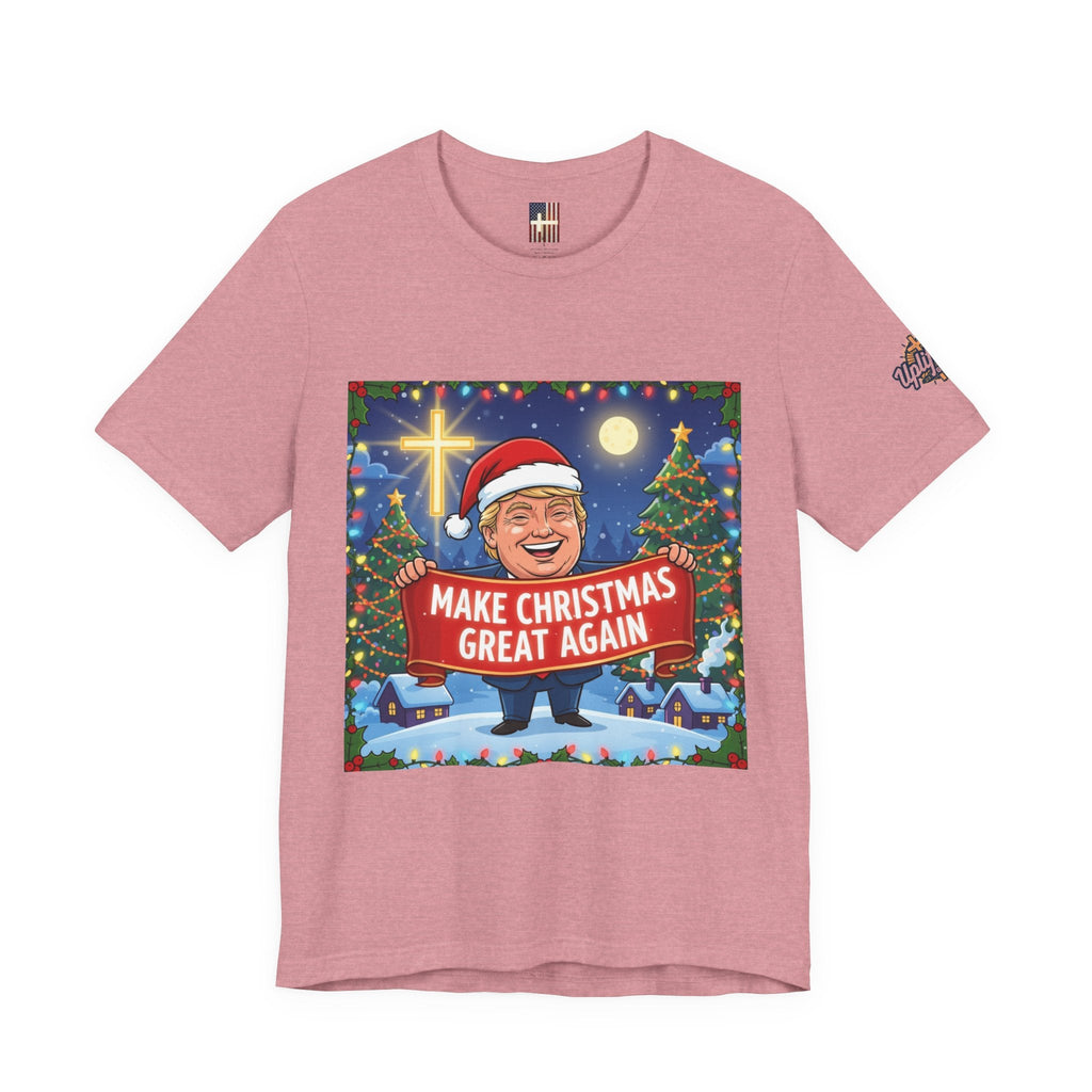 🎄 Make Christmas Great Again – Patriotic Christian Christmas T-Shirt | Bold Holiday Faith Tee | Red & White Banner Design | Uplifted Gear Printify