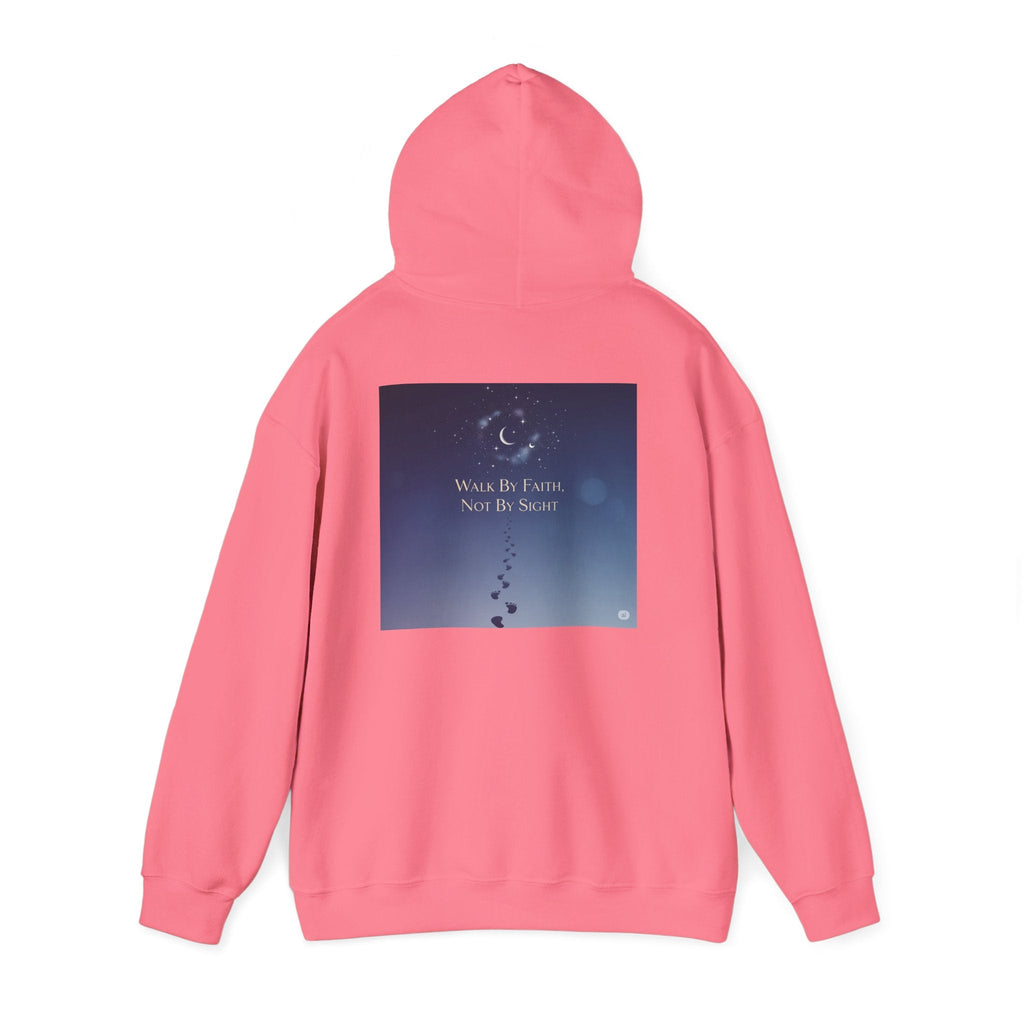 Walk by Faith, Not by Sight Hoodie – Moonlit Footprints Christian Hoodie for Cozy Nights Printify