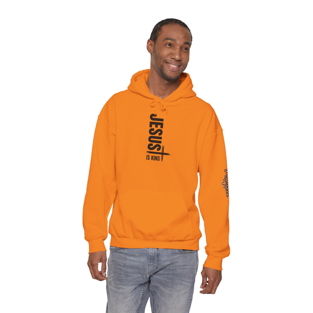 Jesus Is King Hoodie | Modern Typographic Cross Christian Hoodie Printify