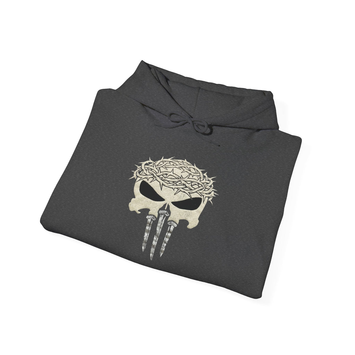 Christian Skull Hoodie - Crown of Thorns & Nails - Warrior Faith Hoodie Printify