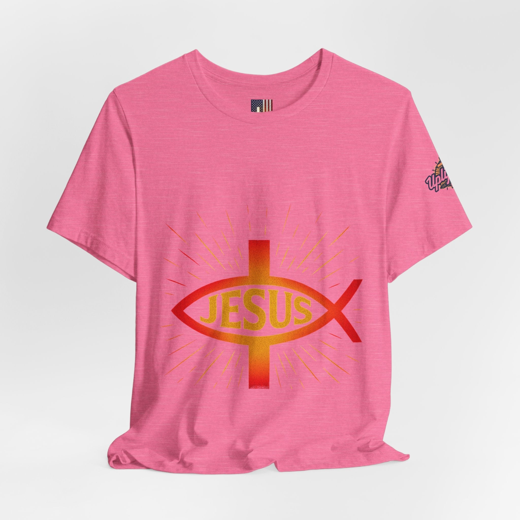 Jesus Ichthys T-shirt – Christian Fish Symbol with Cross & Jesus Inscription T-shirt for Eternal Faith & Streetwear Printify