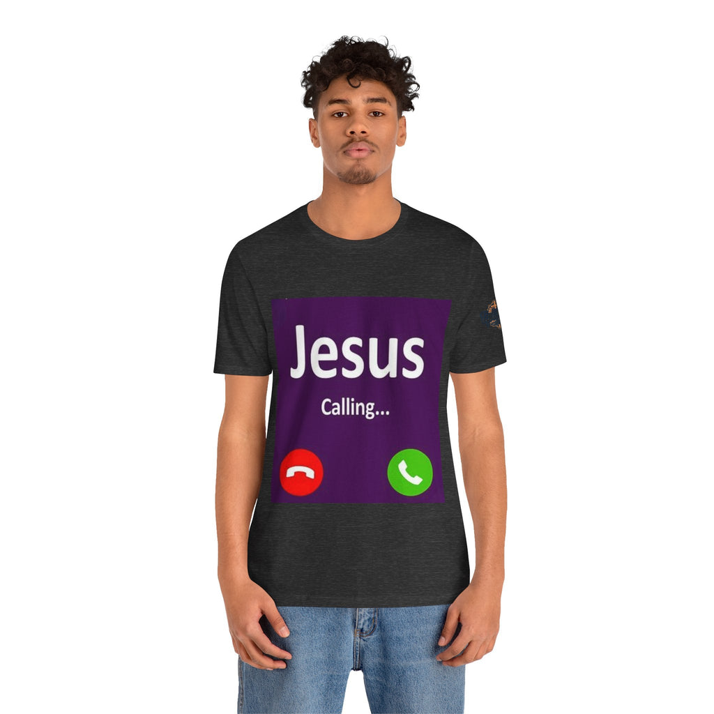 Jesus Calling T-shirt – Funny Cell Phone Screen Christian T-shirt for Divine Connection & Faith Humor Printify