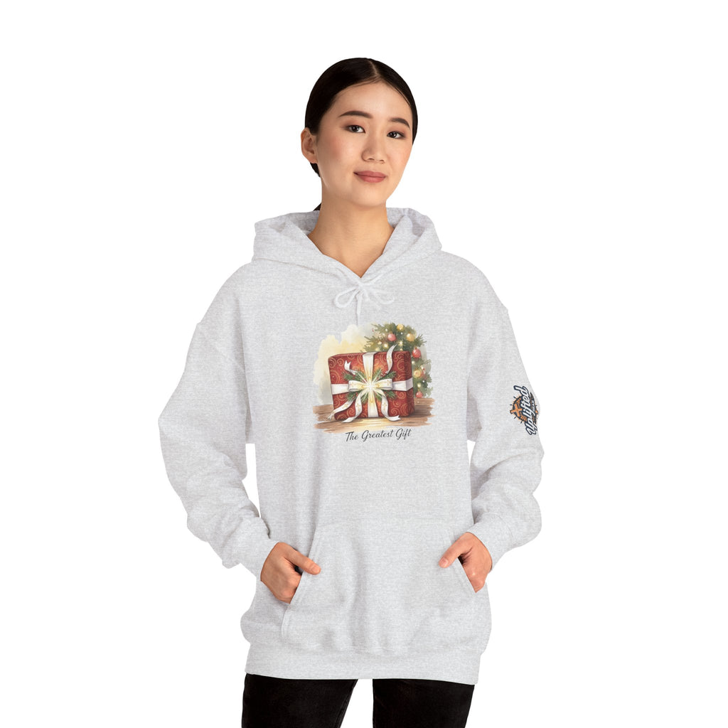 The Greatest Gift Hoodie – Cross Bow Present Christian Hoodie for Christmas Salvation & Eternal Faith Printify
