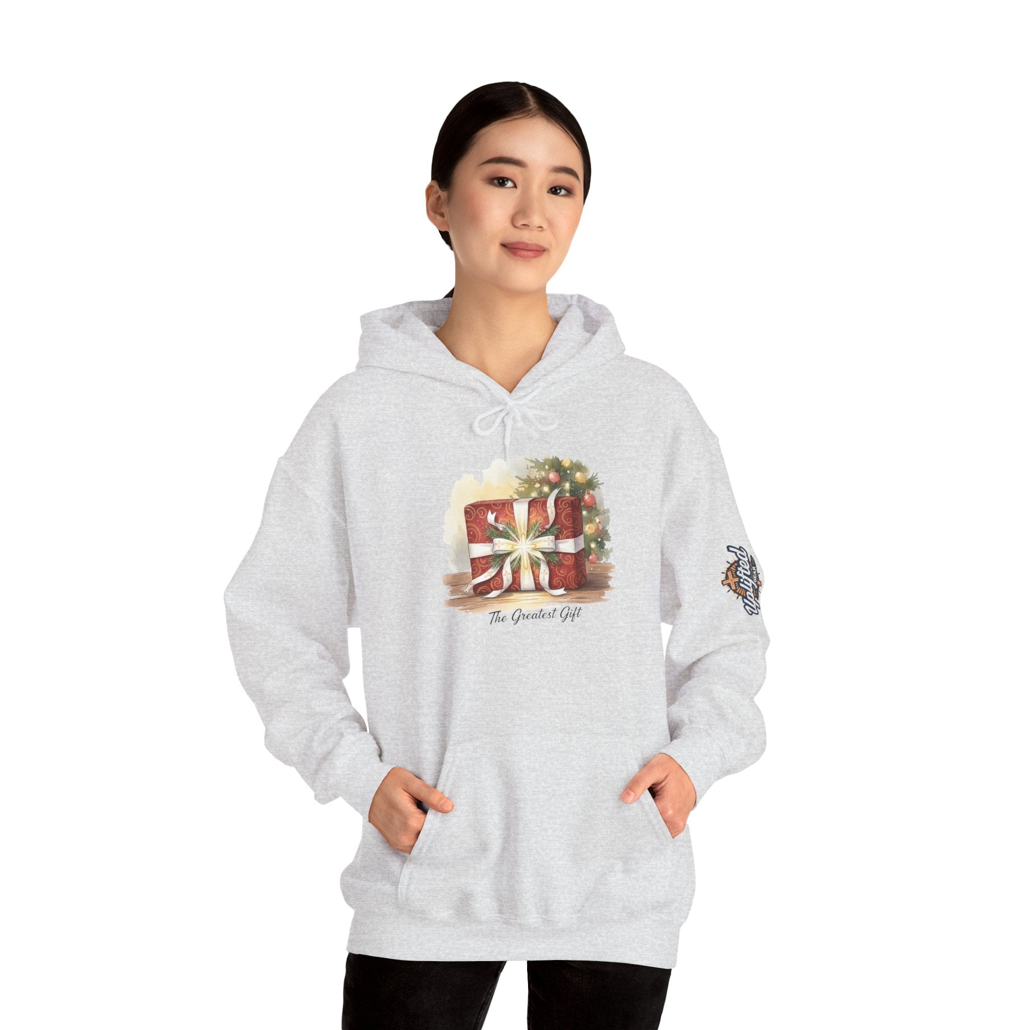 The Greatest Gift Hoodie – Cross Bow Present Christian Hoodie for Christmas Salvation & Eternal Faith Printify