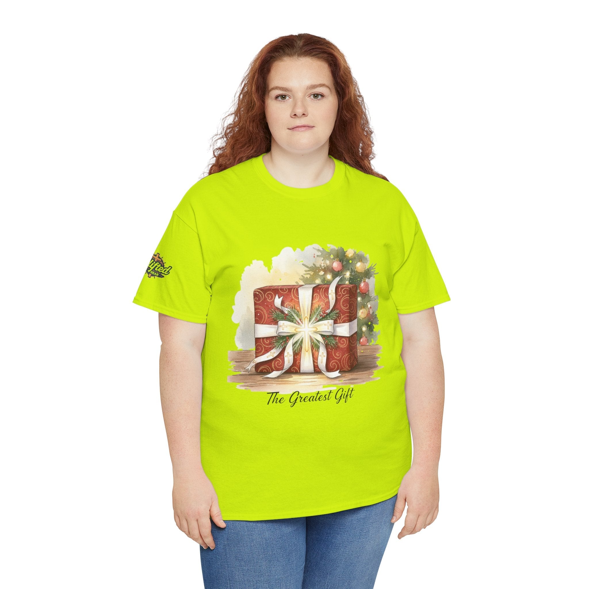 The Greatest Gift T-shirt – Cross Bow Present Christian T-shirt for Christmas Salvation & Eternal Faith Printify