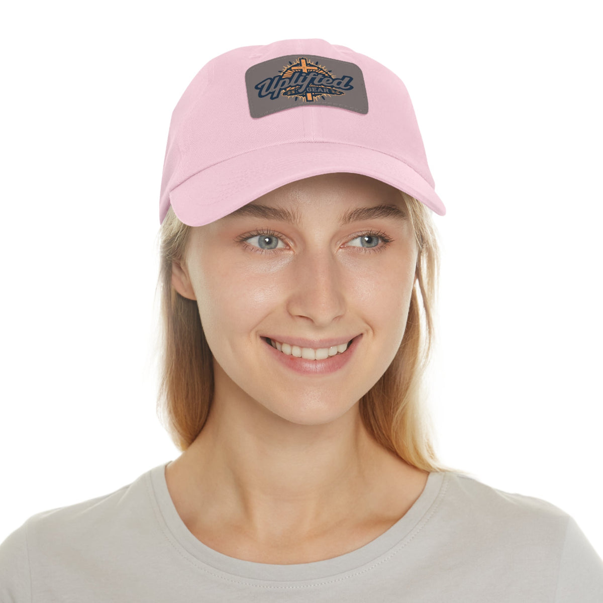 Uplifted Gear Leather Patch Dad Hat — Vintage Aviation Logo Cap Printify