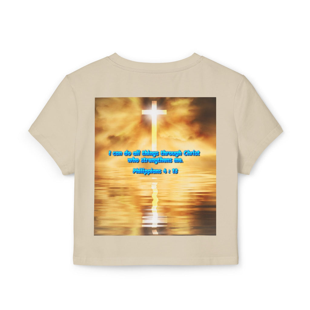 Women's Baby Tee - Phillipians 4:13 Bible Verse Religious Design Printify