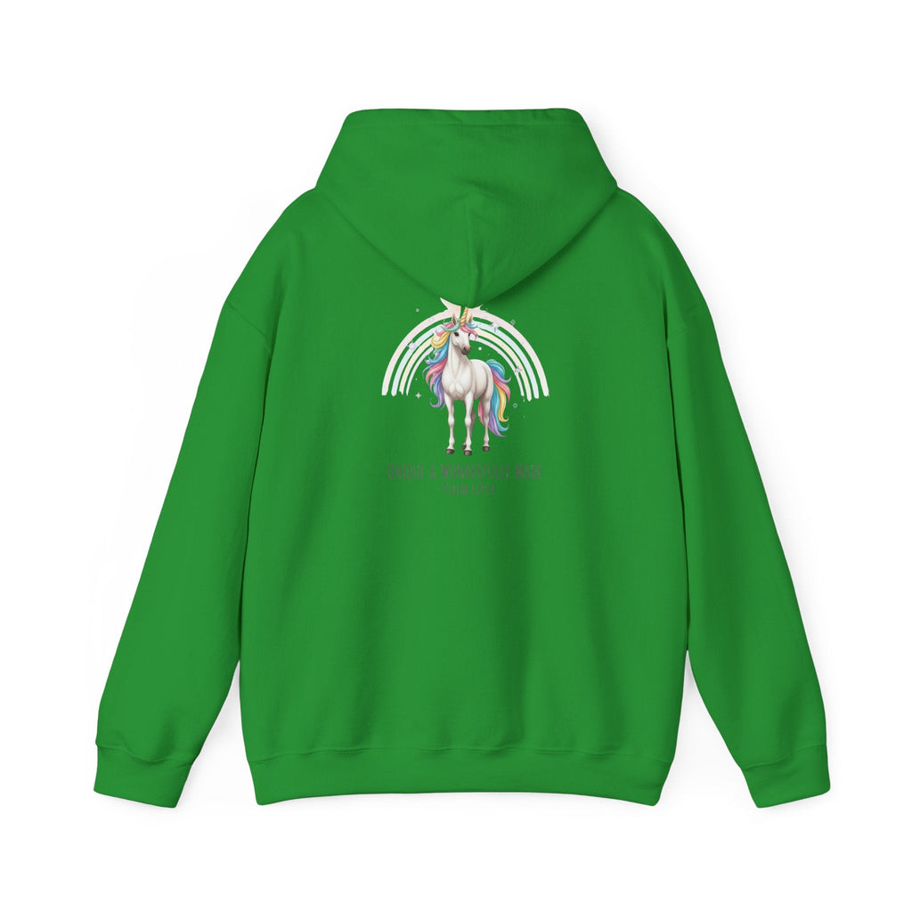 Unique Unicorn Hoodie – Rainbow Cross Psalm 139:14 Christian Hoodie for Wonderfully Made Printify
