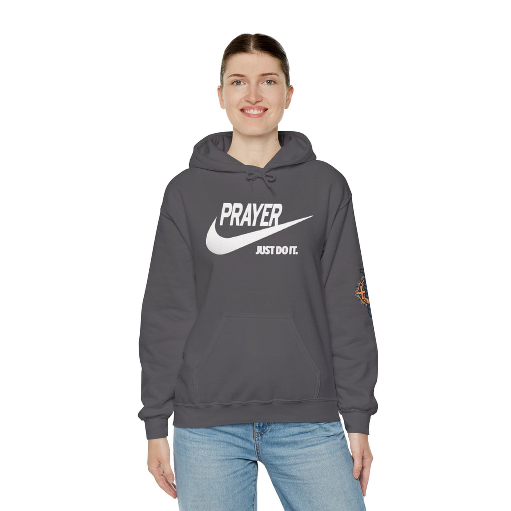Prayer Just Do It Hoodie - Funny Christian Nike Parody Hoodie - Faith Gear Printify