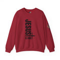 Jesus Is King Sweatshirt | Modern Typographic Cross Christian Sweatshirt Printify