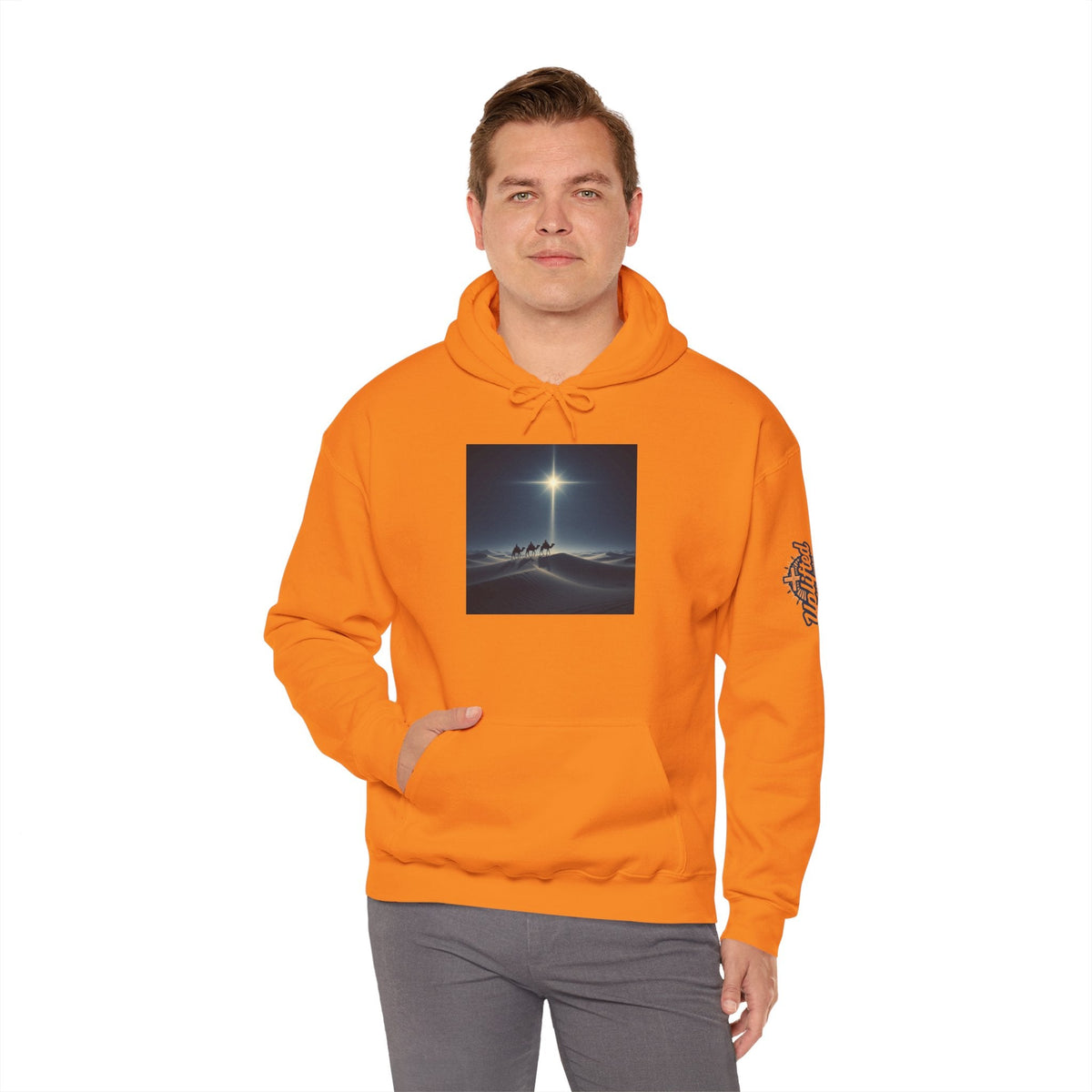 3 Wise Men Hoodie – Magi Camels Nativity Journey Christian Christmas Sweatshirt for Epiphany Faith & Holy Night Printify