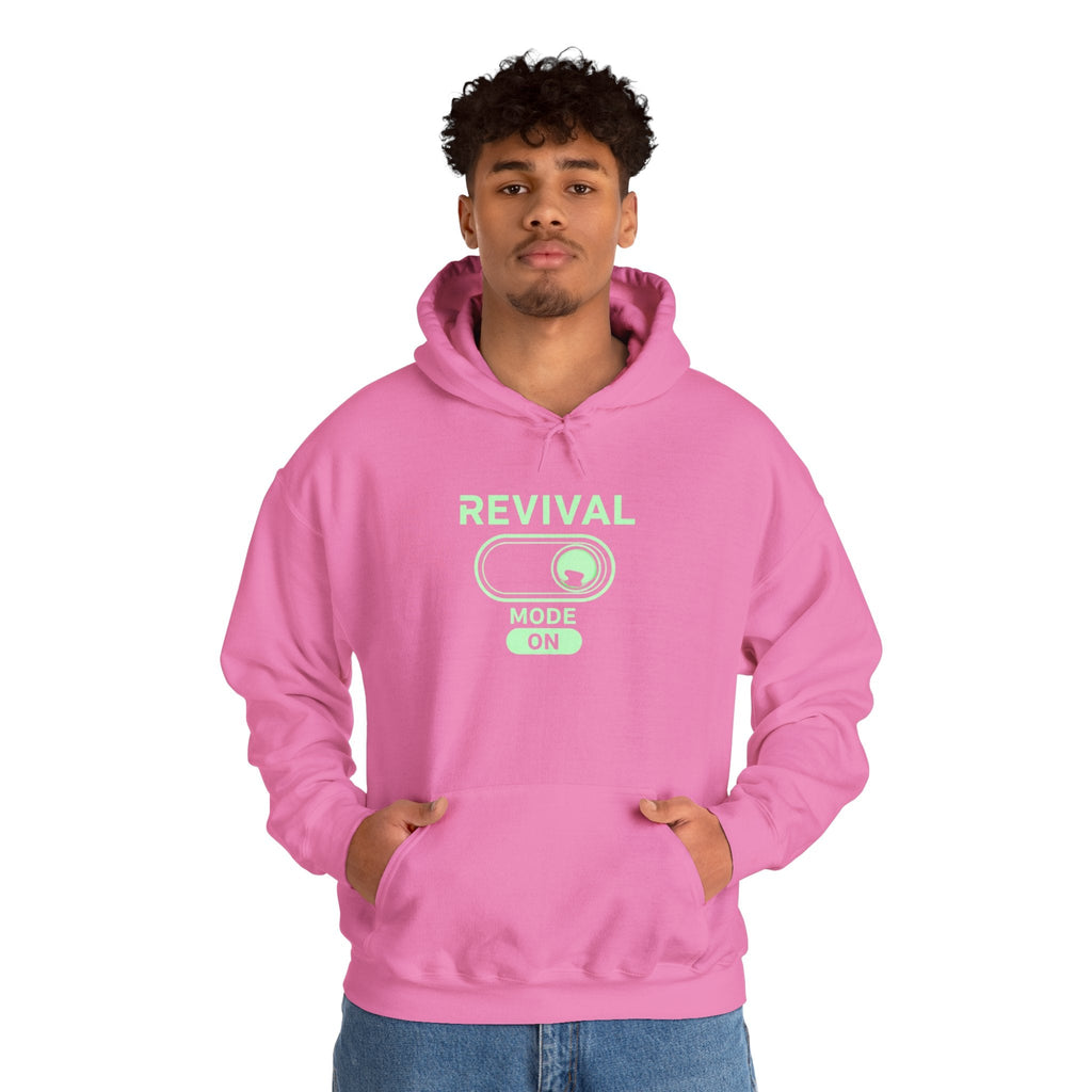 🔥 Revival Mode: ON – Christian Techwear Hoodie | Glowing Green Faith Switch | Futuristic Jesus Shirt | Activate Your Spiritual Awakening | Uplifted Gear Printify