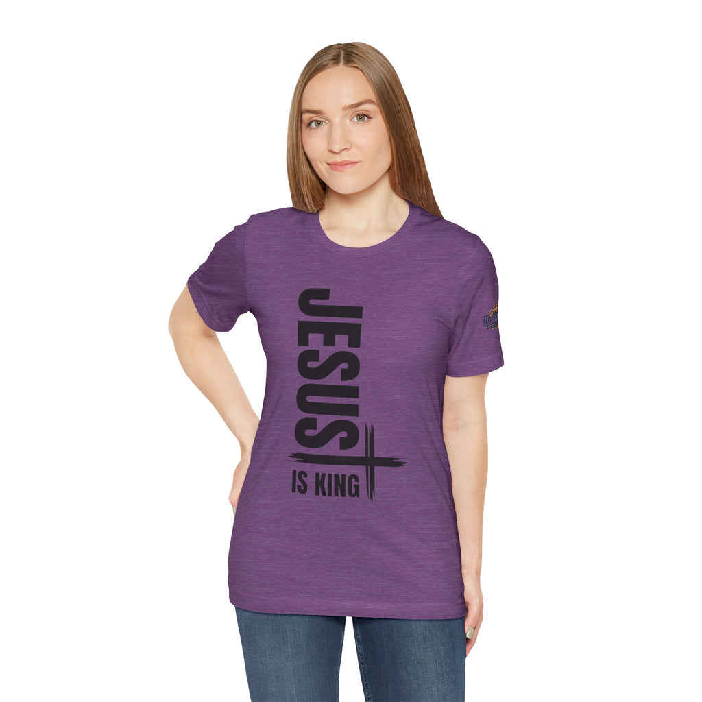 Jesus Is King T-shirt | Modern Typographic Cross Christian T-shirt Printify