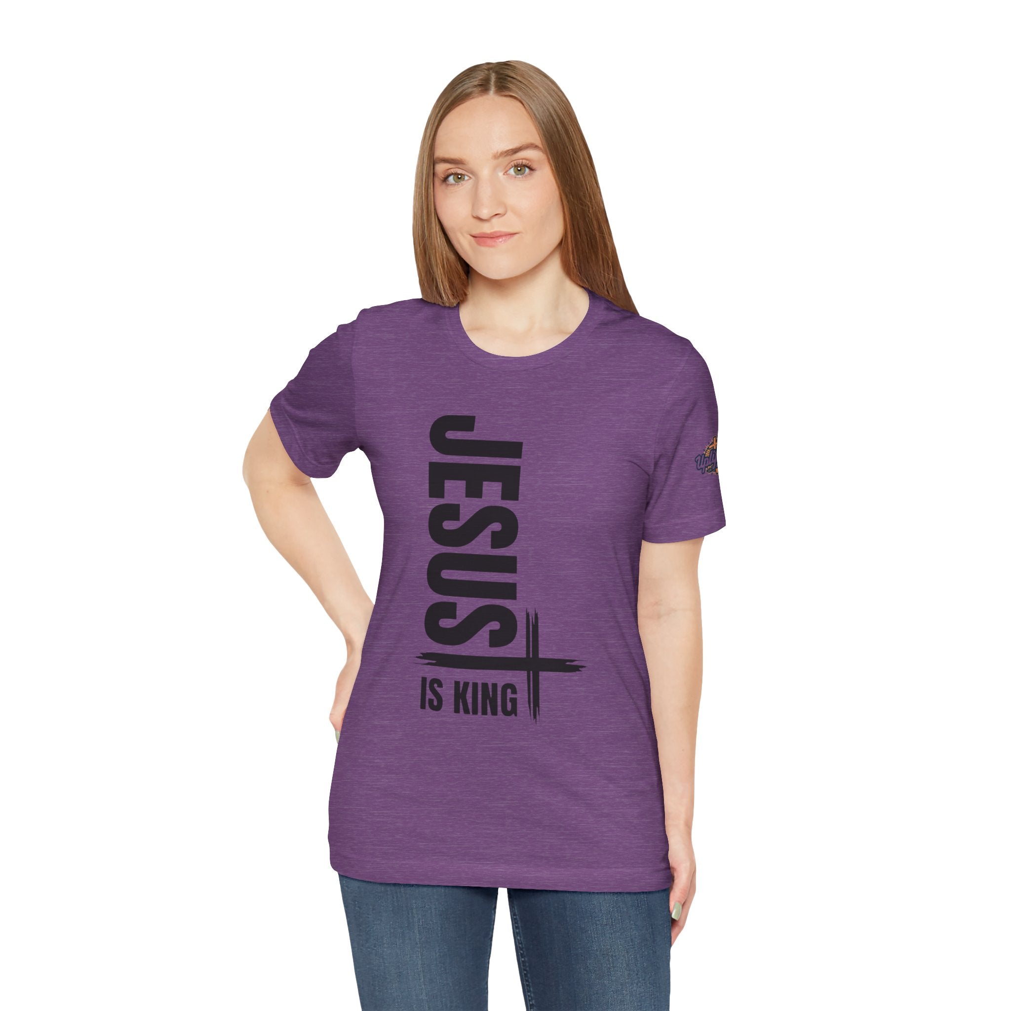 Jesus Is King T-shirt | Modern Typographic Cross Christian T-shirt Printify