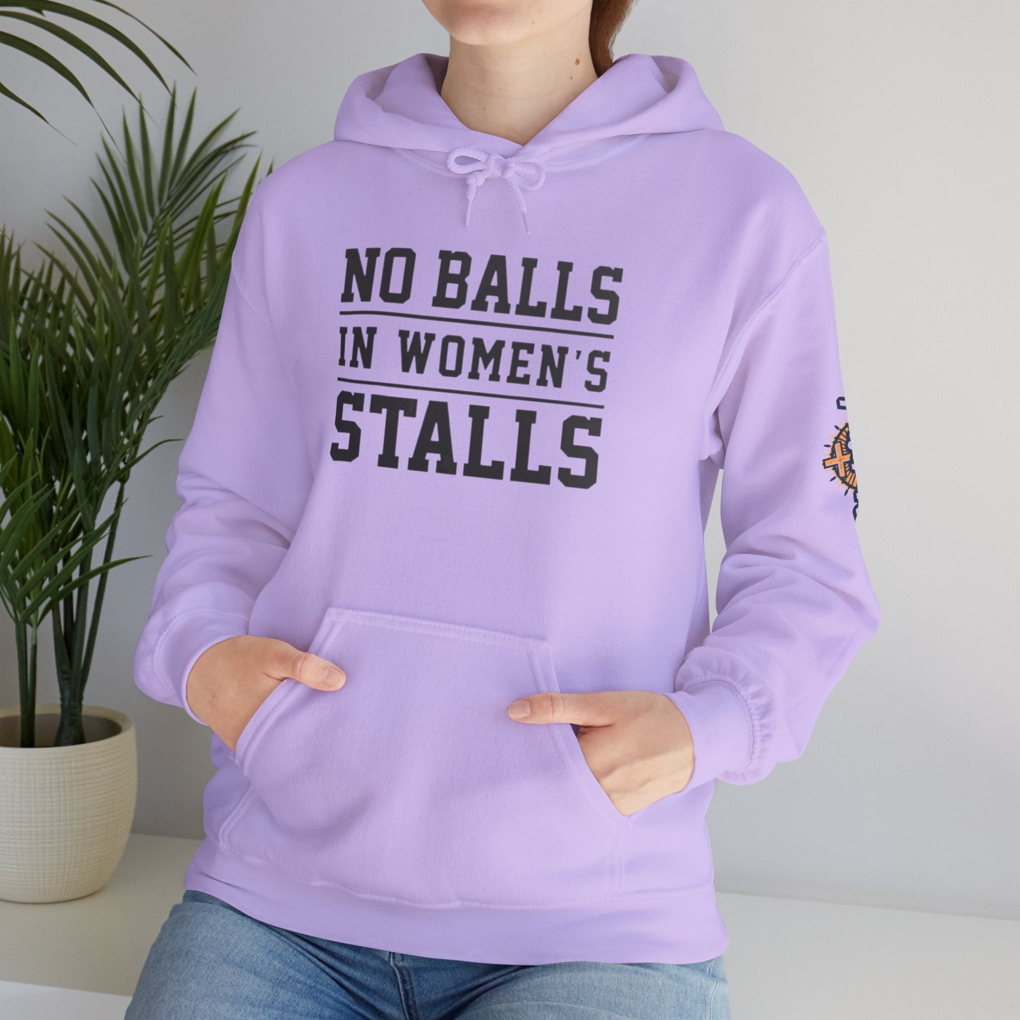 "No Balls in Women's Stalls" Statement Hoodie — Protest Sweatshirt Printify