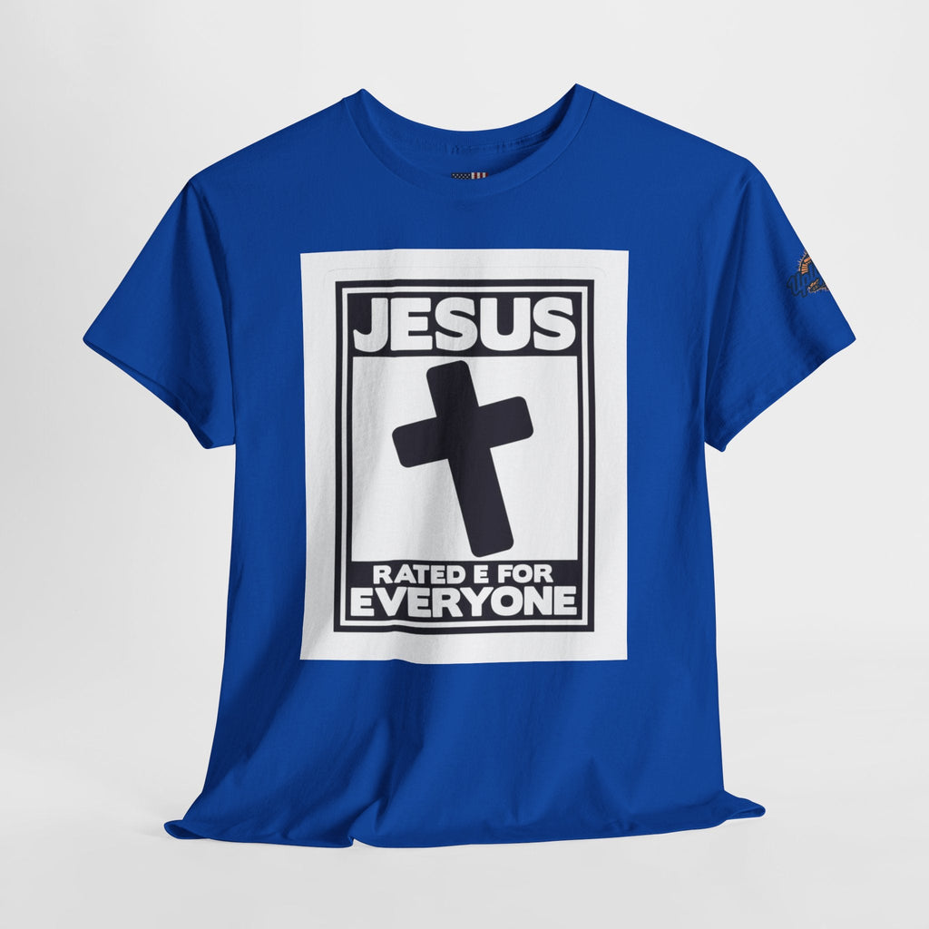 Jesus, Rated E for Everyone T-shirt - Gamer Faith T-shirt - Christian Video Game Parody Printify