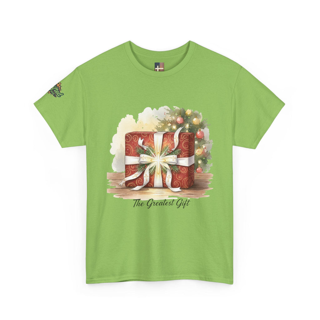 The Greatest Gift T-shirt – Cross Bow Present Christian T-shirt for Christmas Salvation & Eternal Faith Printify
