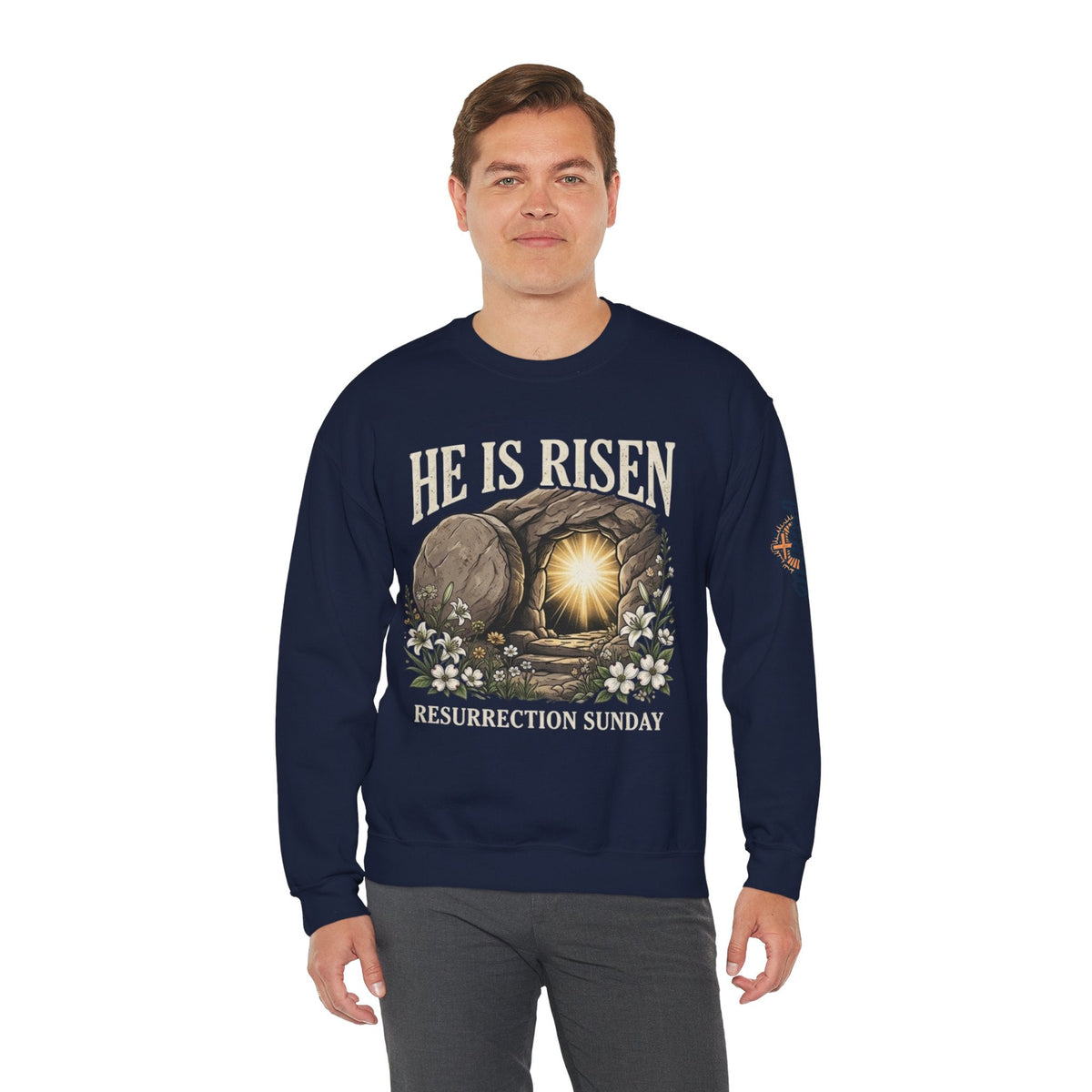 He Is Risen Sweatshirt — Jesus Christ Resurrection Easter Sweatshirt Printify