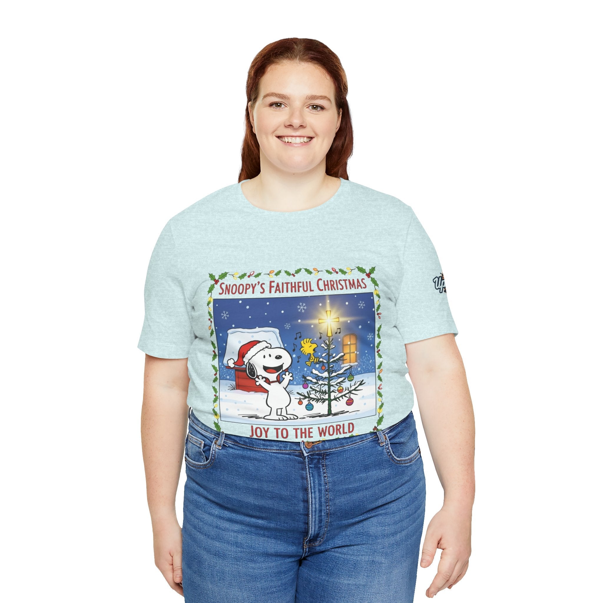 🎄 Faithful Christmas Friends – Christian Holiday T-Shirt | Festive Tree & Cartoon Duo | Heartwarming Christmas Tee by Uplifted Gear Printify