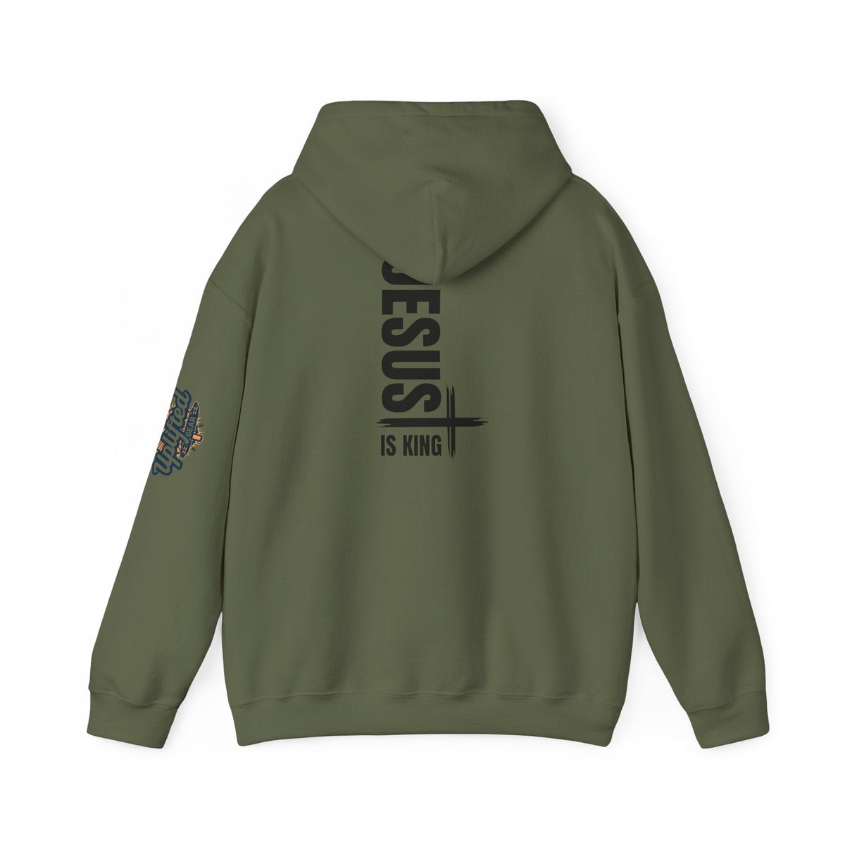 Jesus Is King Hoodie | Modern Typographic Cross Christian Hoodie Printify