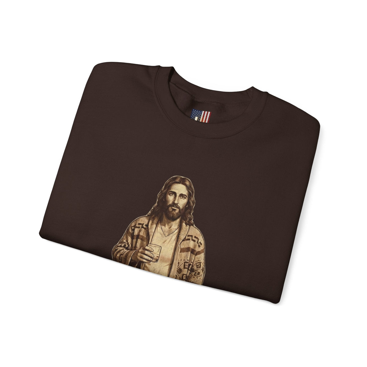 Abide Jesus Sweatshirt — Vintage 'The Dude' Religious Graphic Sweatshirt Printify
