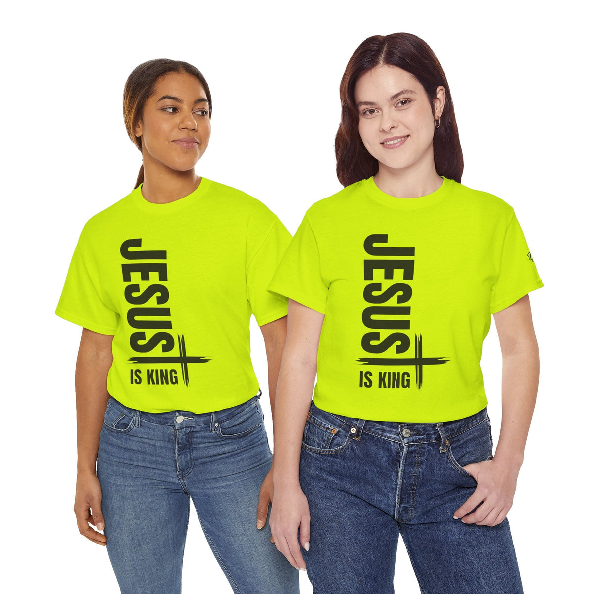 Jesus Is King T-shirt | Modern Typographic Cross Christian T-shirt Printify