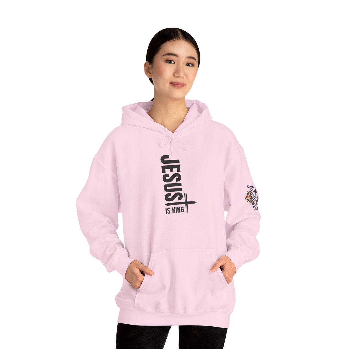 Jesus Is King Hoodie | Modern Typographic Cross Christian Hoodie Printify
