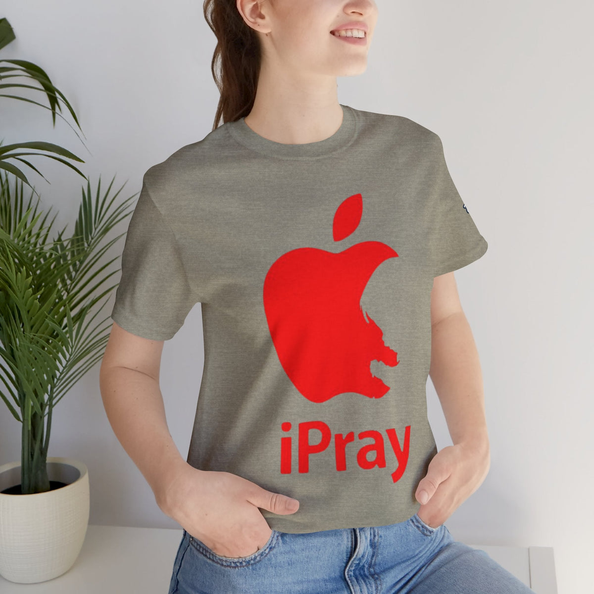 iPray Red Apple Christian T-Shirt — Faith Graphic Tee Printify
