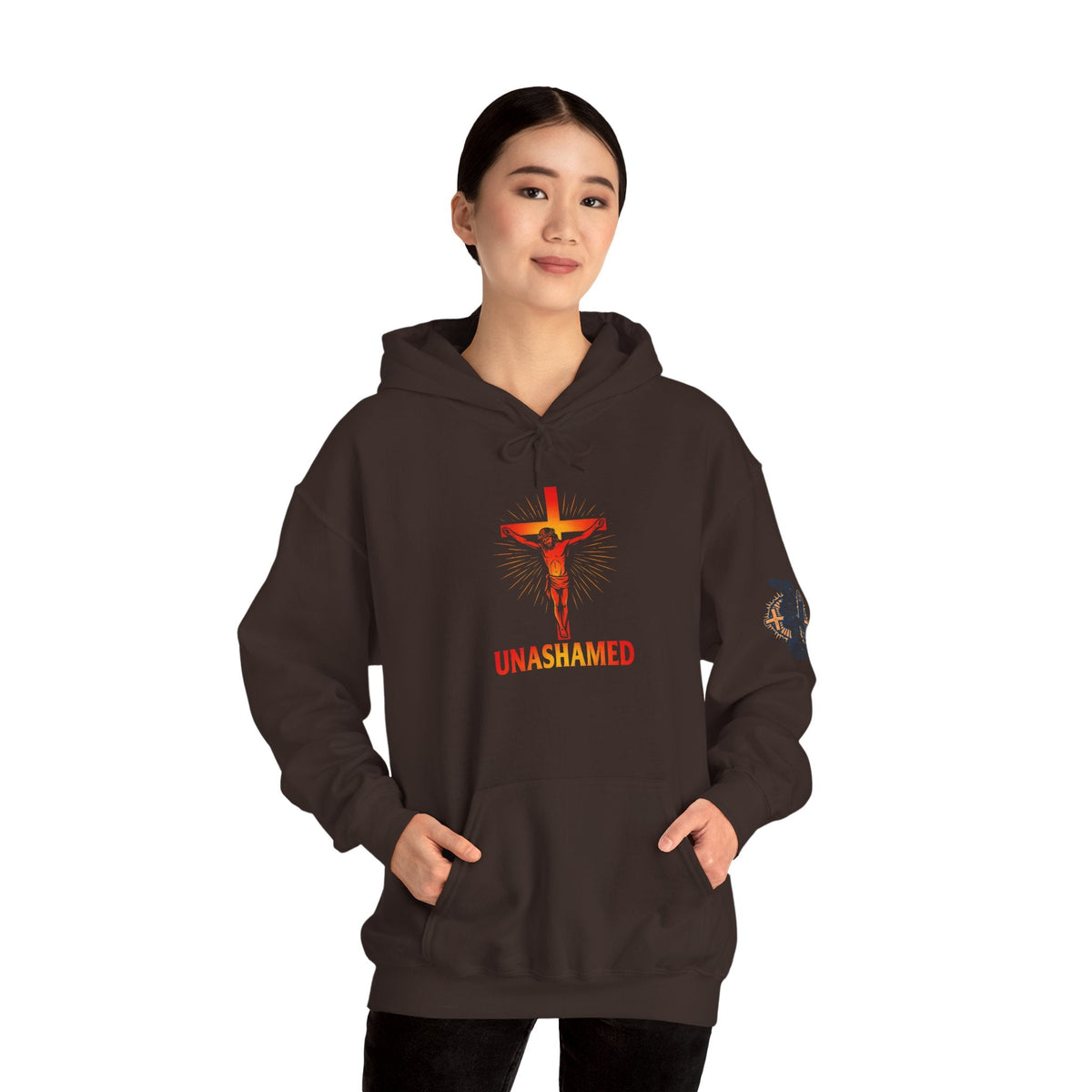 Unashamed Hoodie – Romans 1:16 Crucifixion Christian Sweatshirt for Bold Unwavering Faith Printify