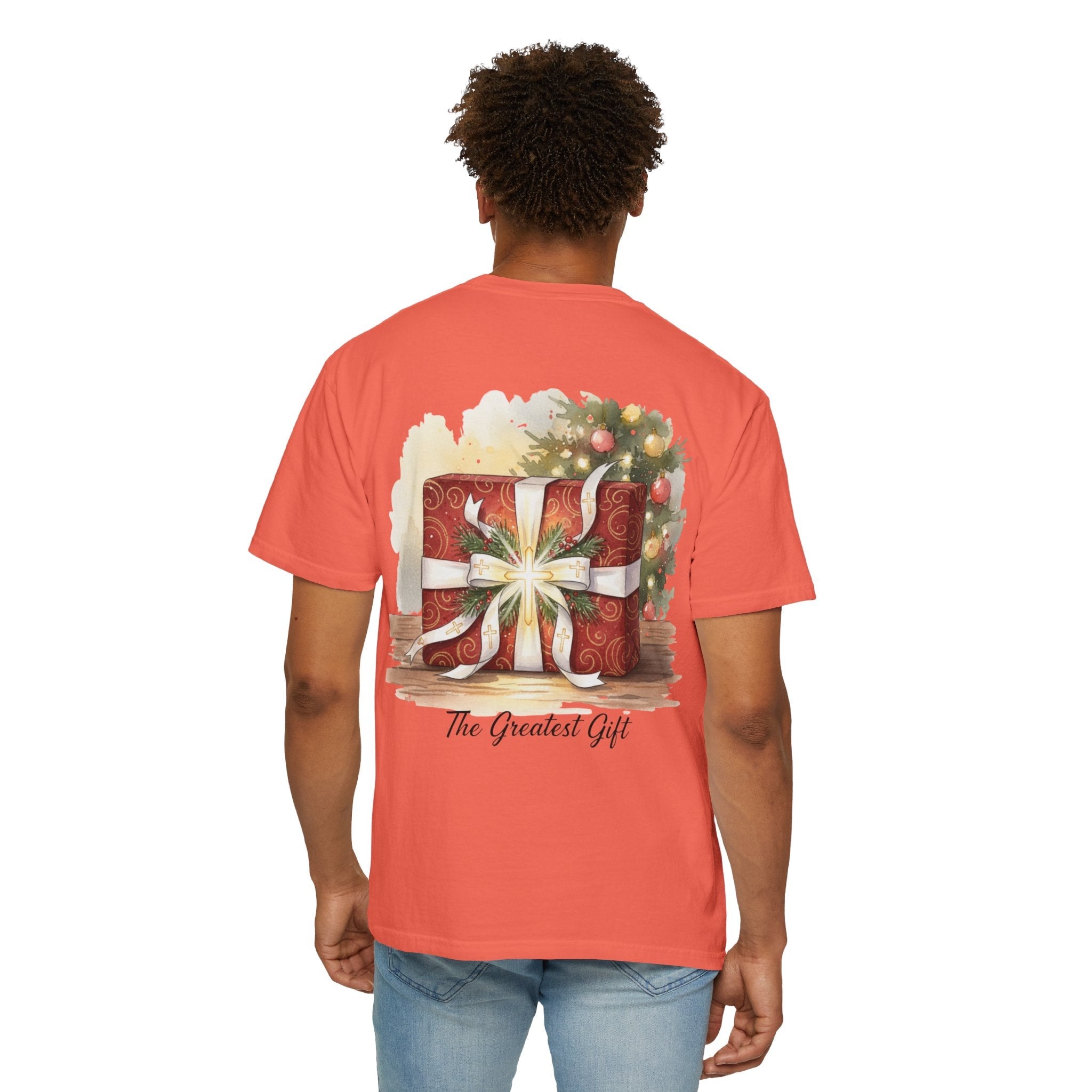 The Greatest Gift T-shirt – Cross Bow Present Christian T-shirt for Christmas Salvation & Eternal Faith Printify