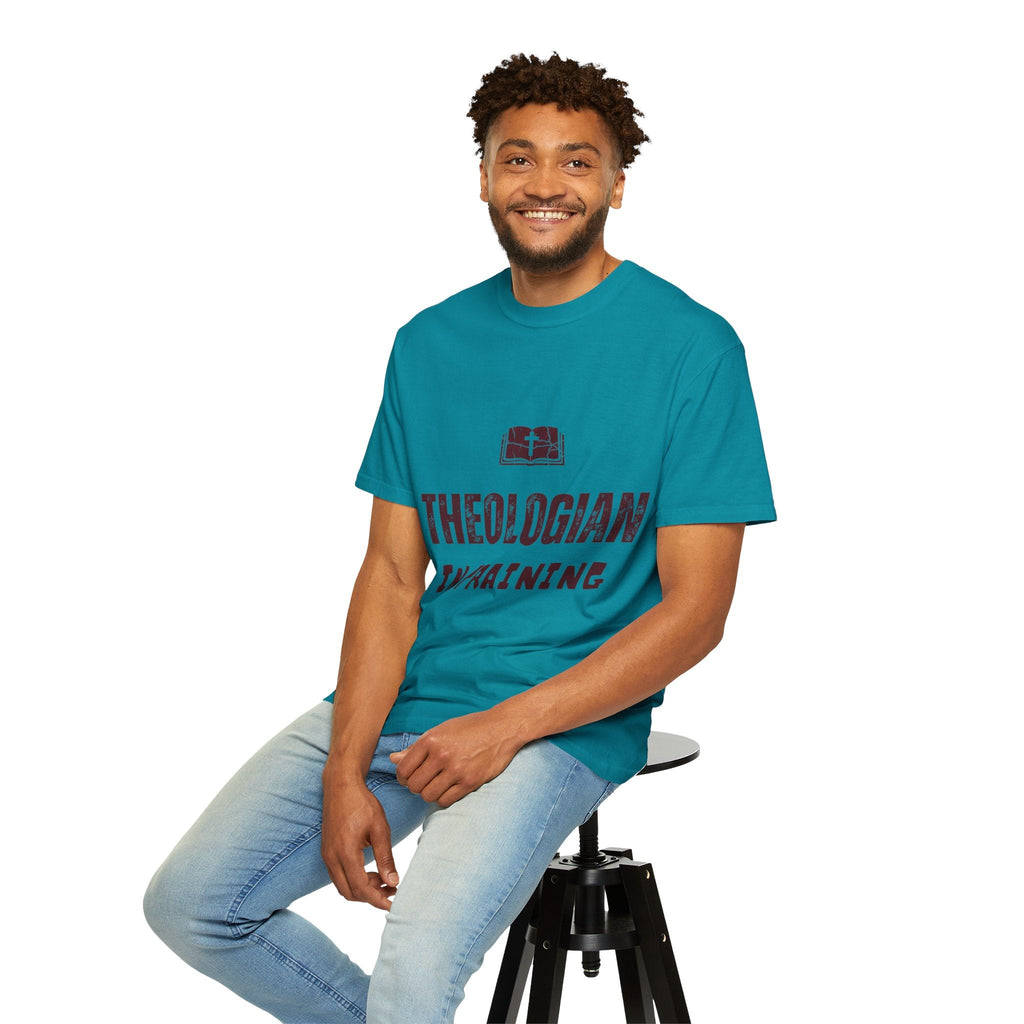 Theologian in Training T-Shirt – Open Bible & Cross Christian Tee for Faithful Learners Printify