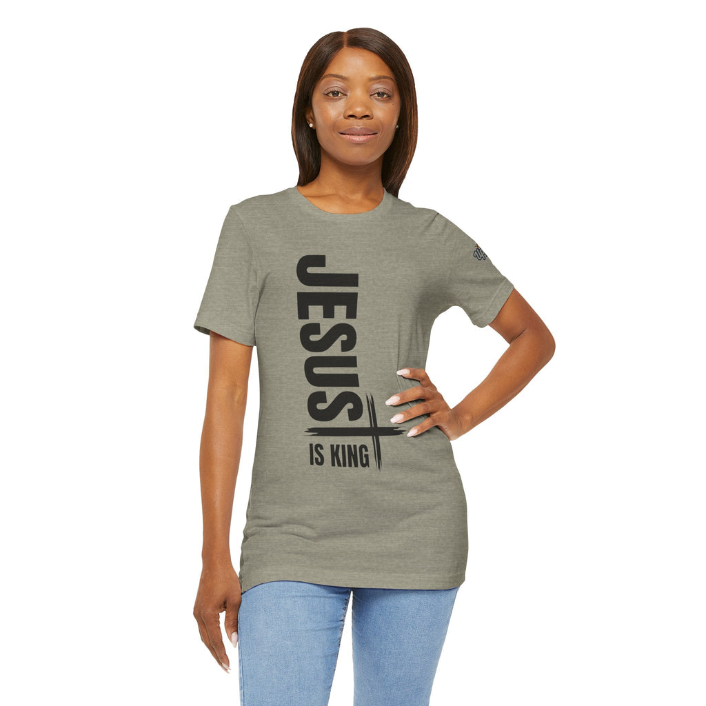 Jesus Is King T-shirt | Modern Typographic Cross Christian T-shirt Printify