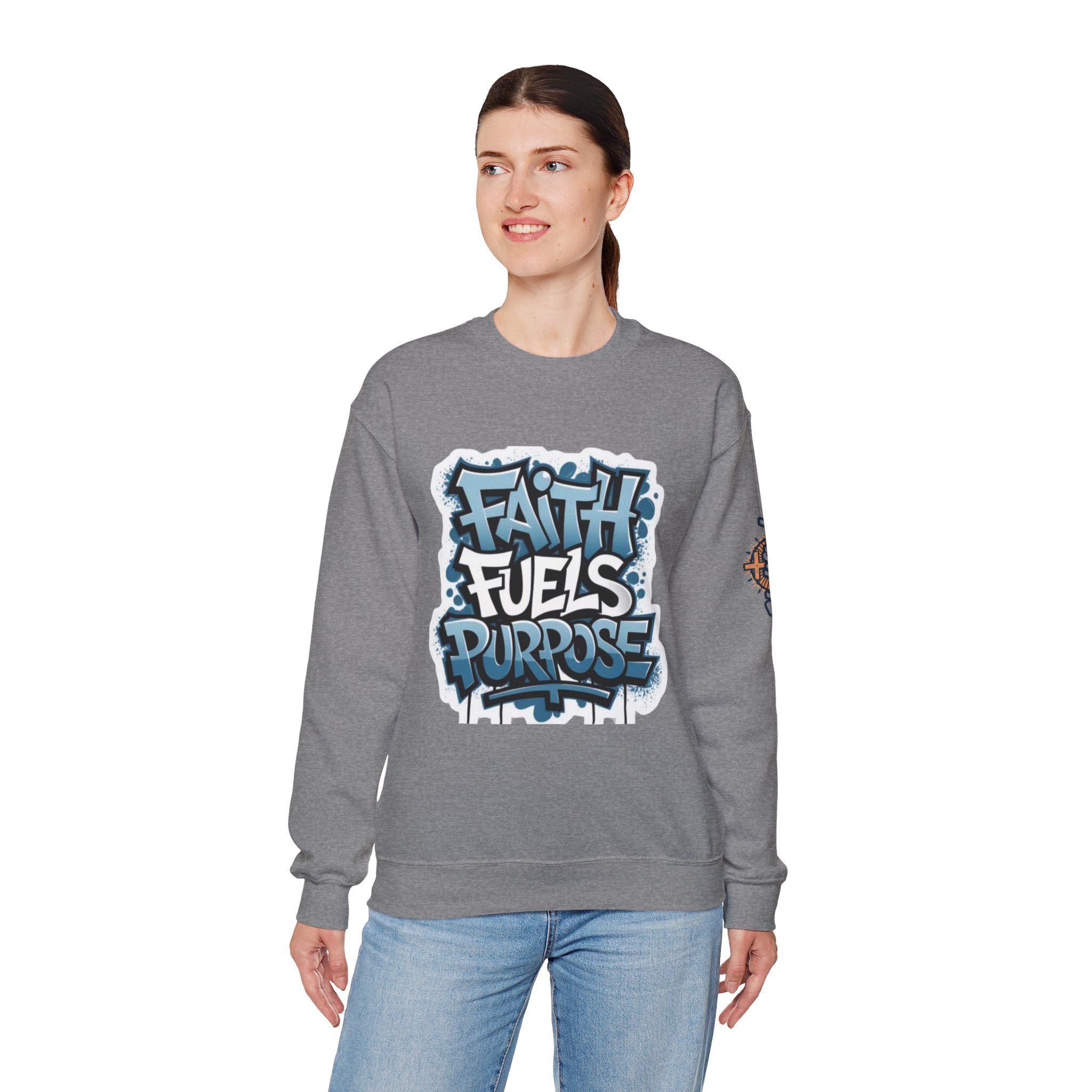 Faith Fuels Purpose Sweatshirt – Inspirational Christian Sweatshirt for Divine Drive & Unstoppable Belief Printify
