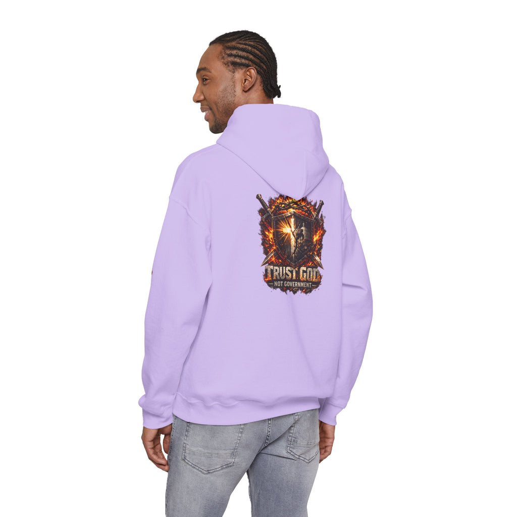 Trust God Not Government Shield Hoodie — Patriotic Christian Faith Hoodie Printify