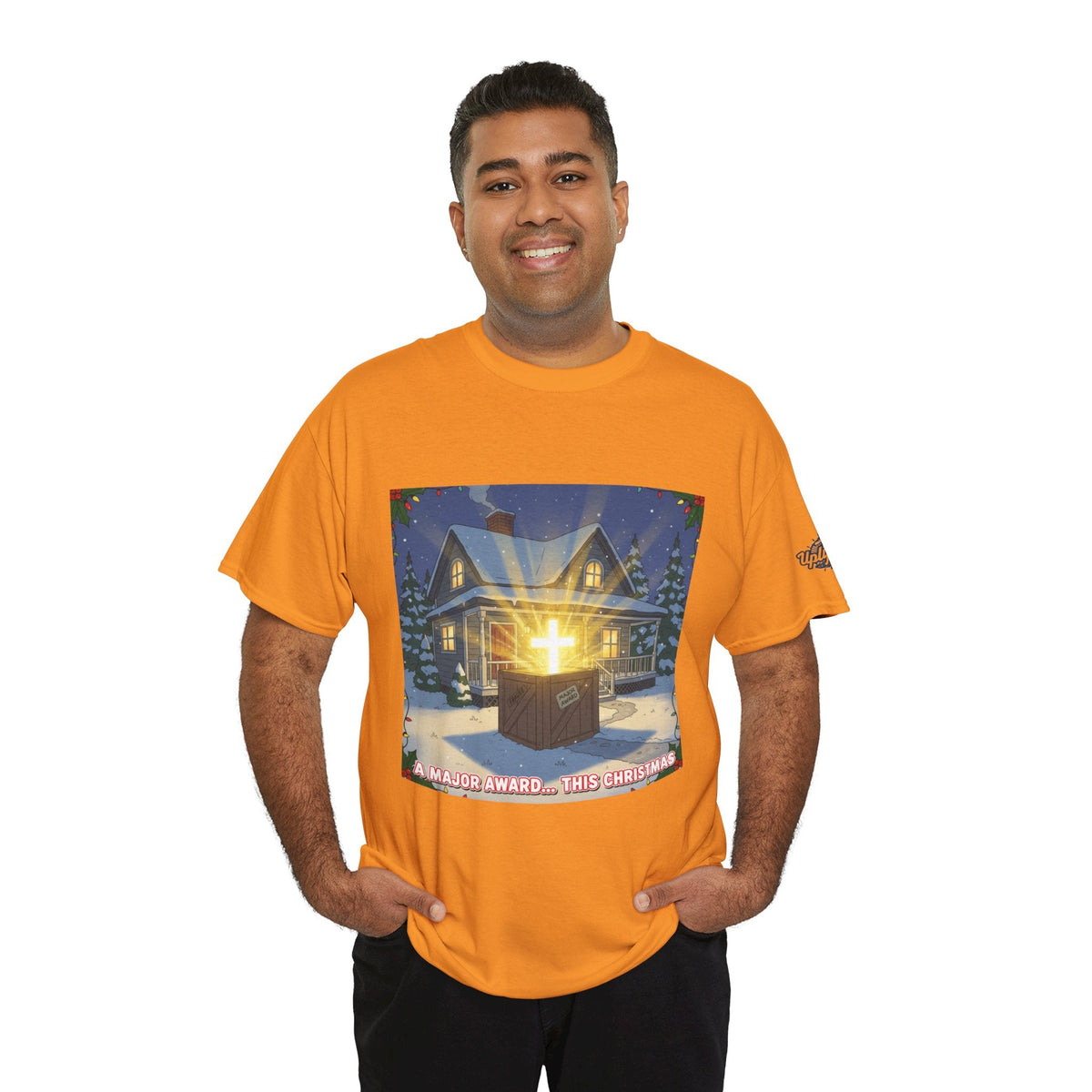 A Major Award This Christmas T-shirt – Fragile Leg Lamp Parody Cross Unboxing Christian T-shirt for Hilarious Faith & Holiday Glow Printify