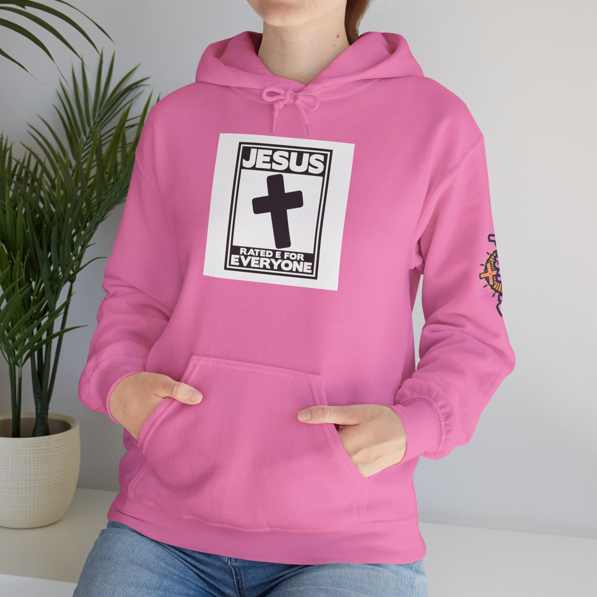 Jesus, Rated E for Everyone Hoodie - Gamer Faith Hoodie - Christian Video Game Parody Printify