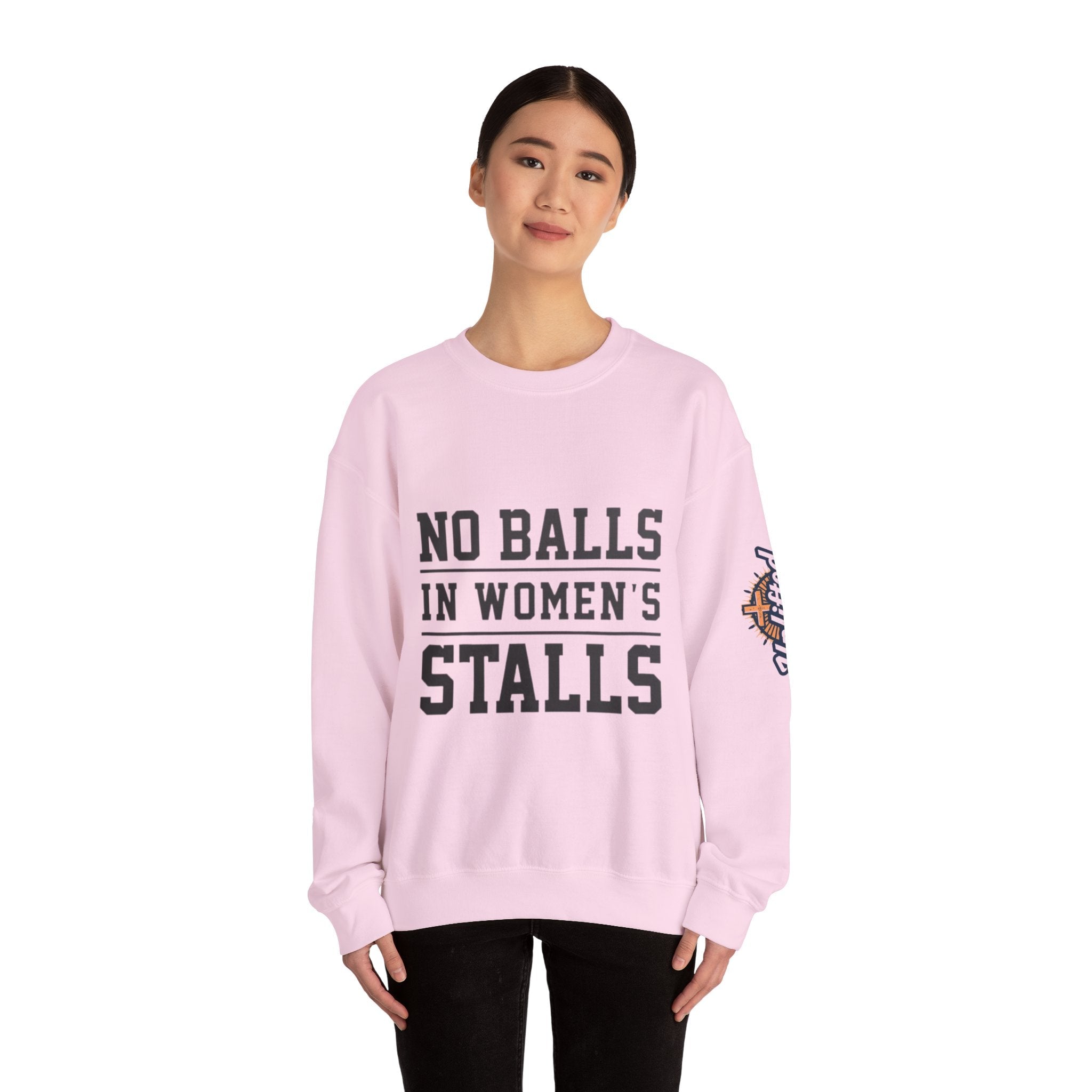 No Balls in Women's Stalls Crewneck Sweatshirt — Bold Statement Pullover Printify