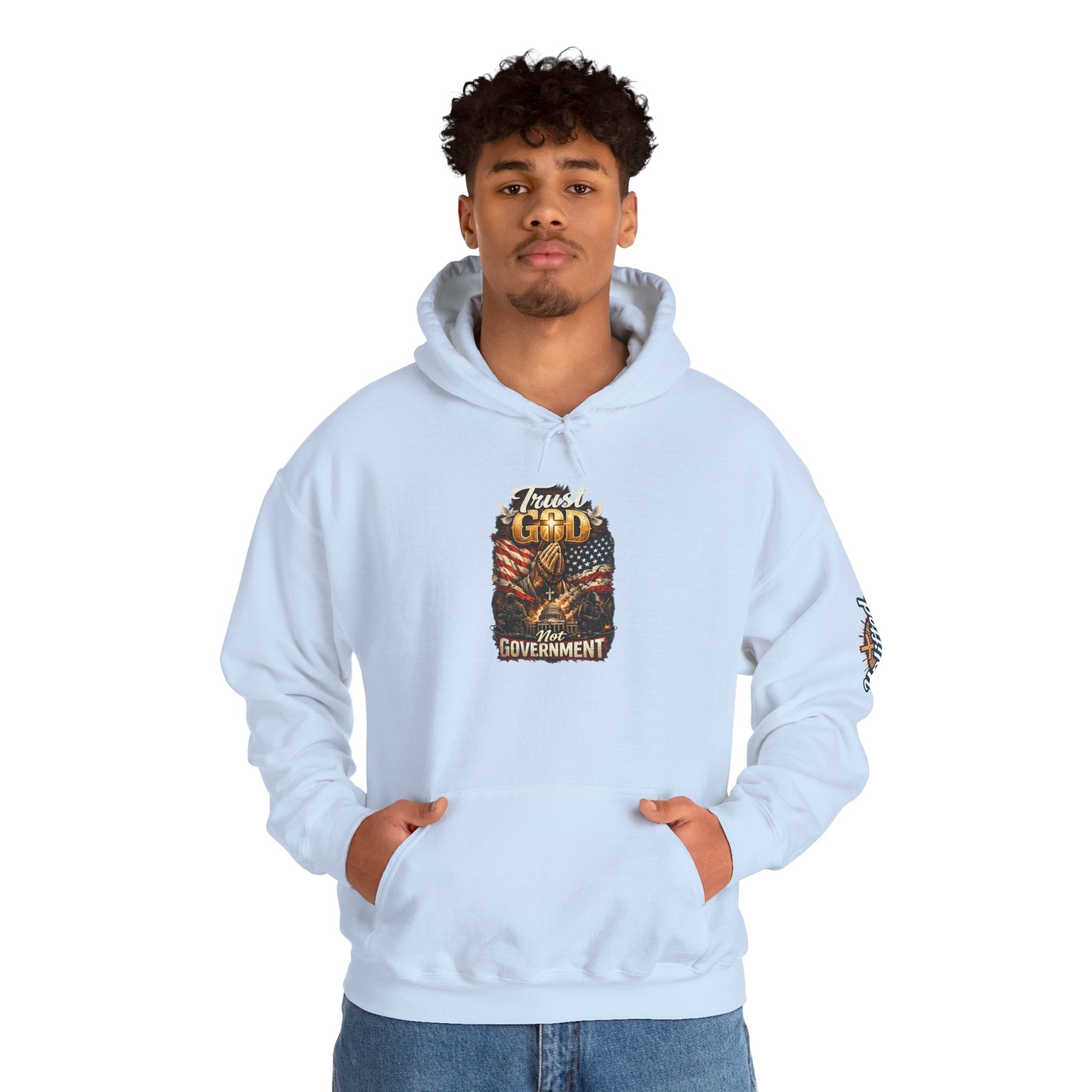 Trust God Not Government Hoodie — Vintage Patriotic Christian Hoodie Printify