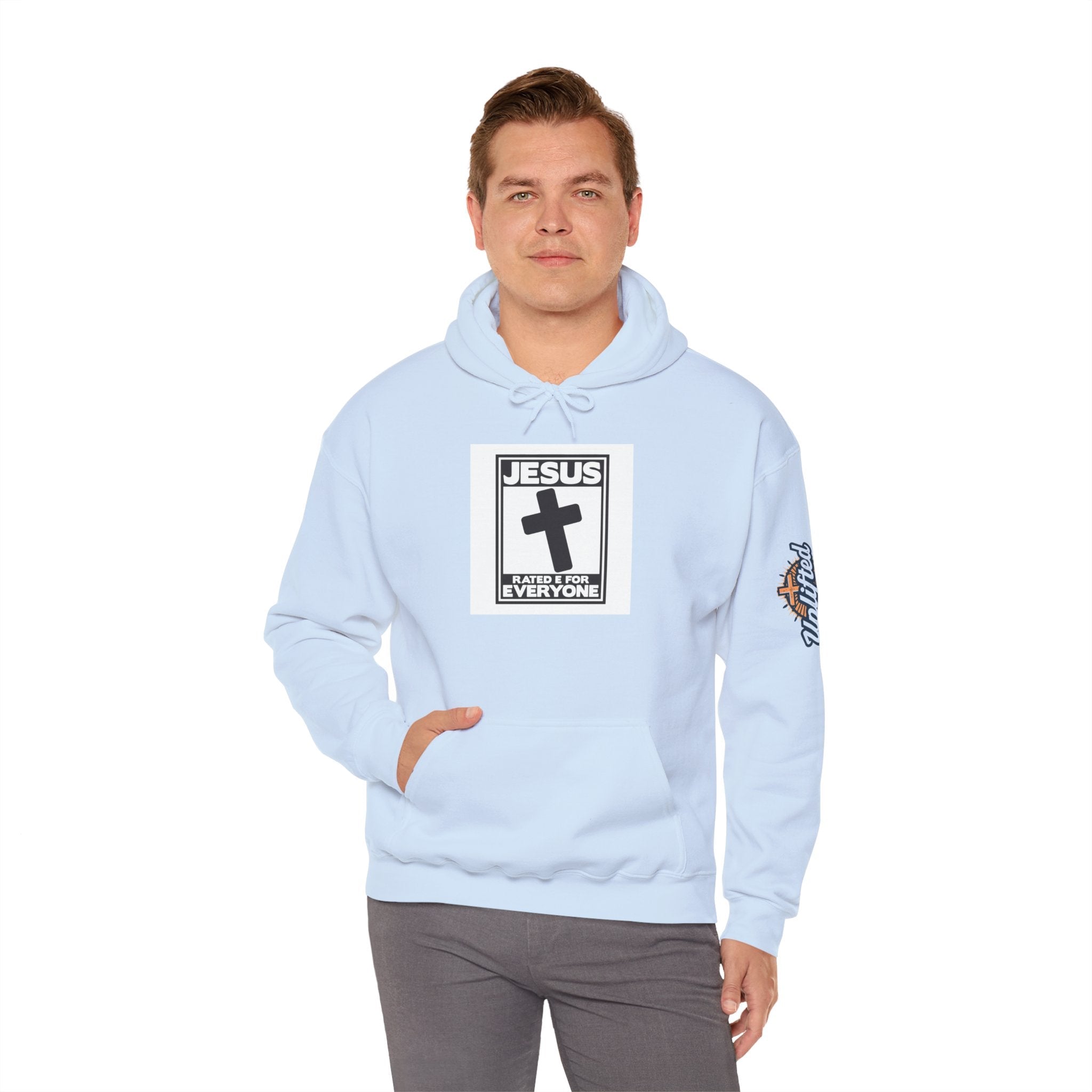 Jesus, Rated E for Everyone Hoodie - Gamer Faith Hoodie - Christian Video Game Parody Printify