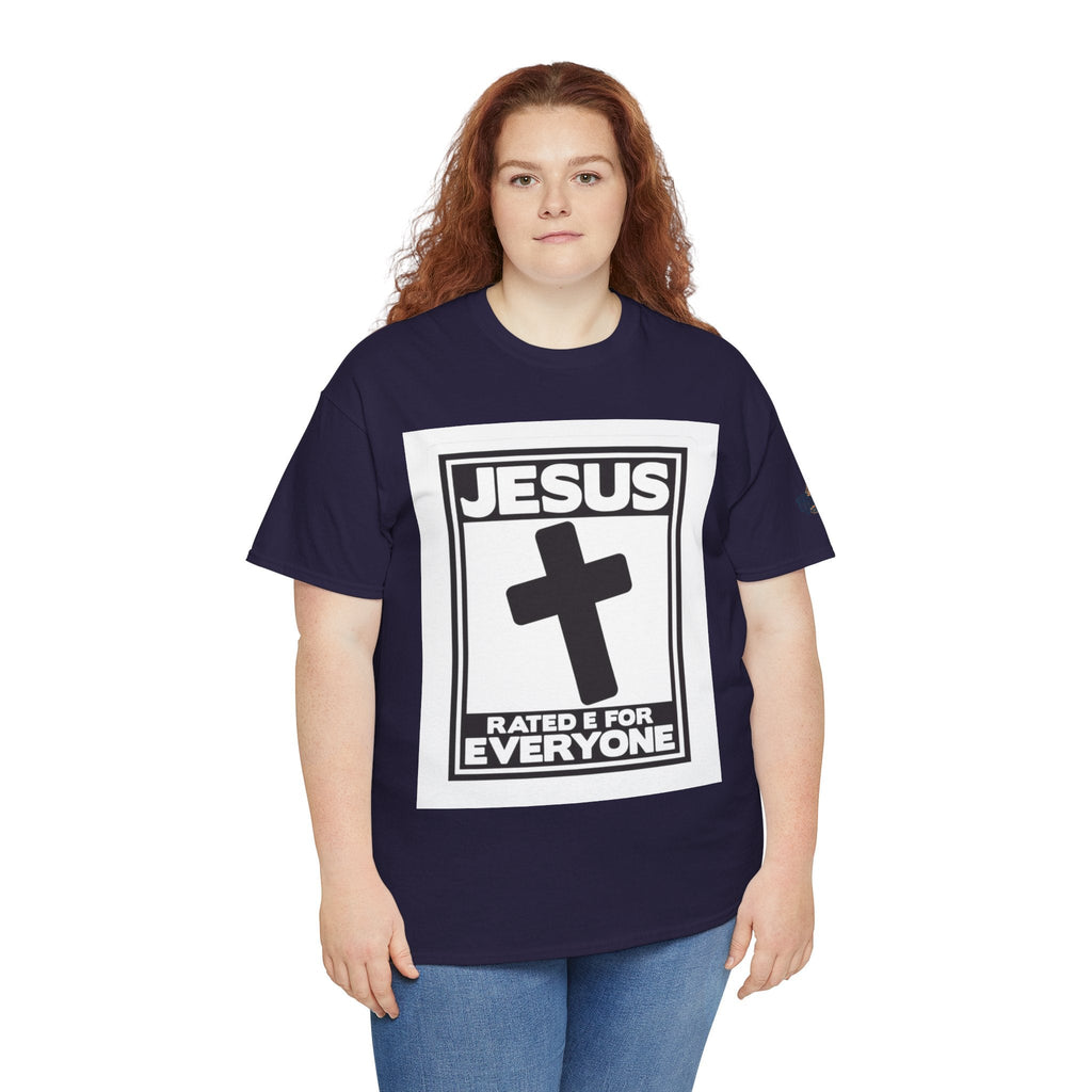 Jesus, Rated E for Everyone T-shirt - Gamer Faith T-shirt - Christian Video Game Parody Printify