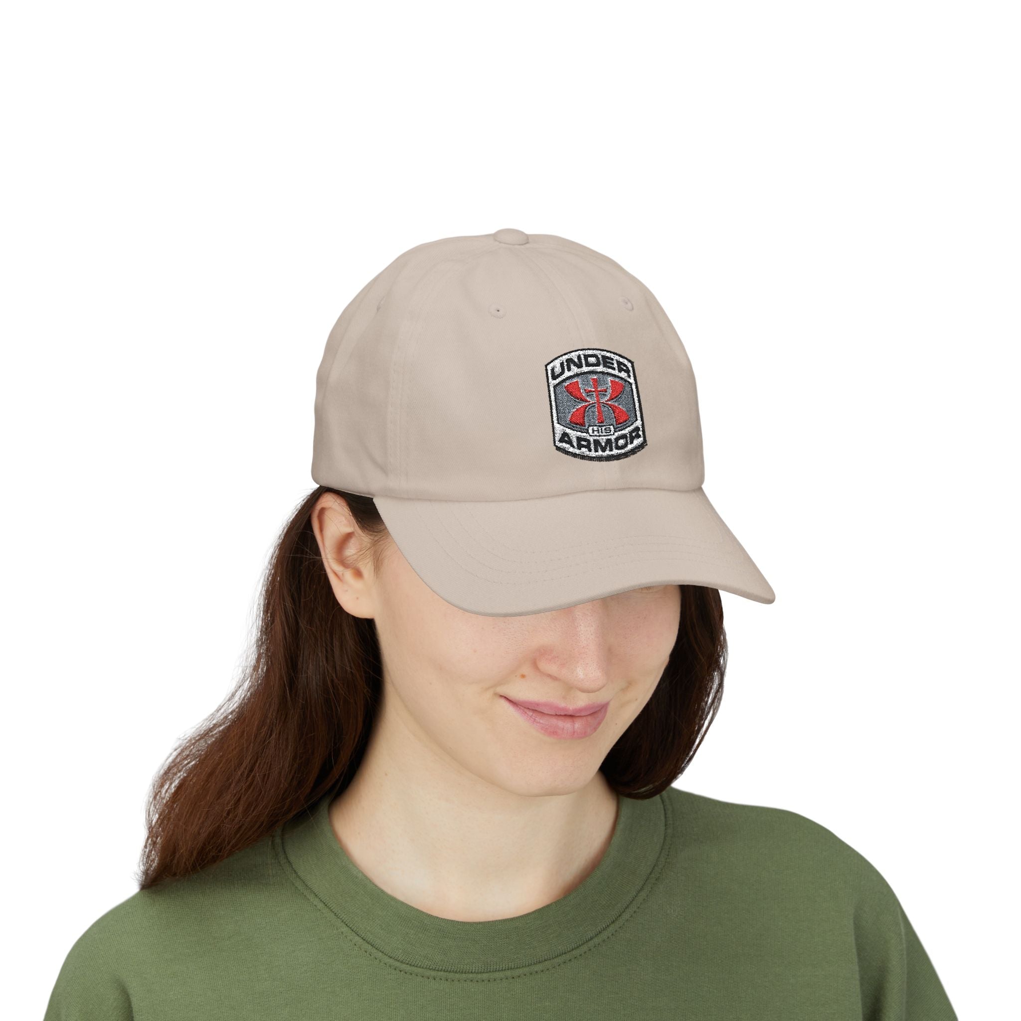 Under Armor Classic Dad Cap - Embroidered White Baseball Hat Printify